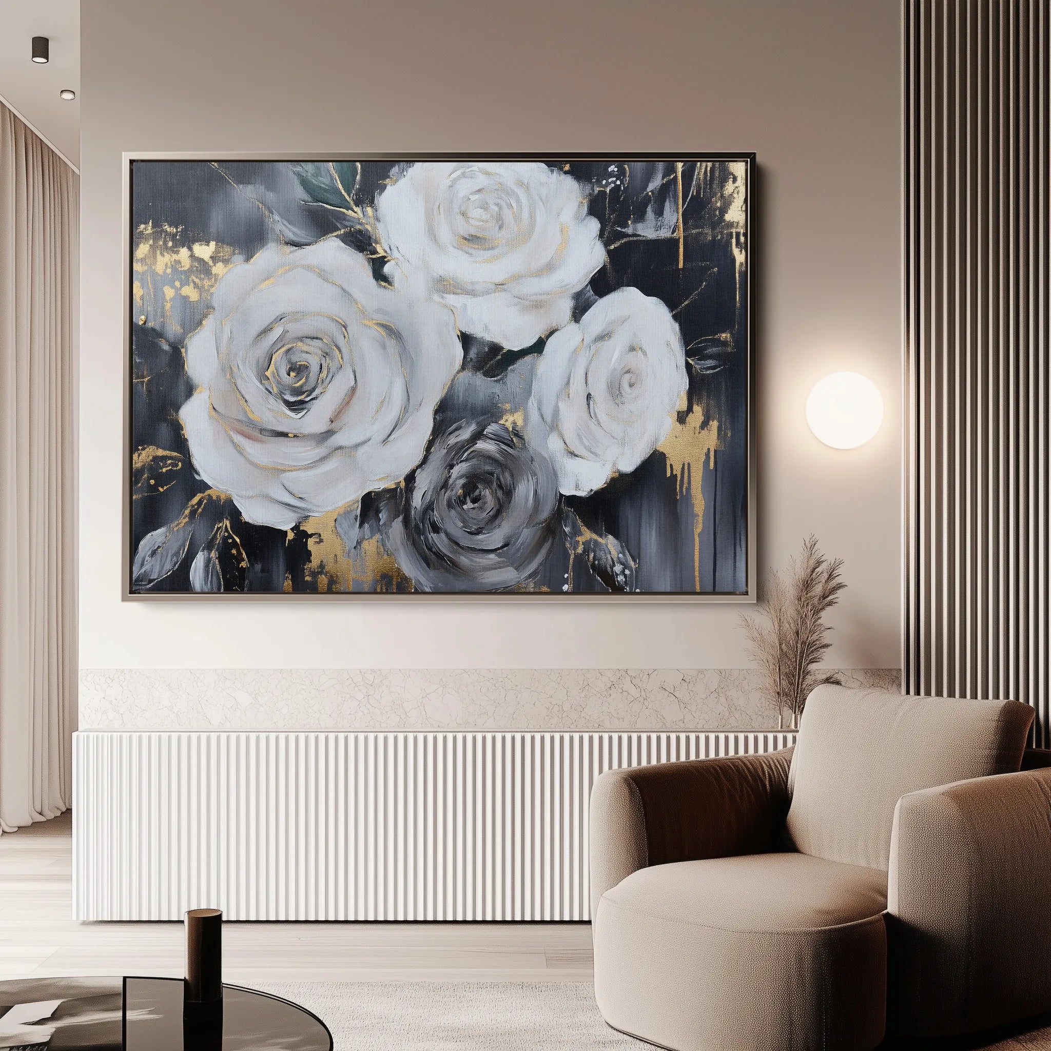 Floral 1097 Canvas Art 18" x 24" / 45 x 60 cm / Black
