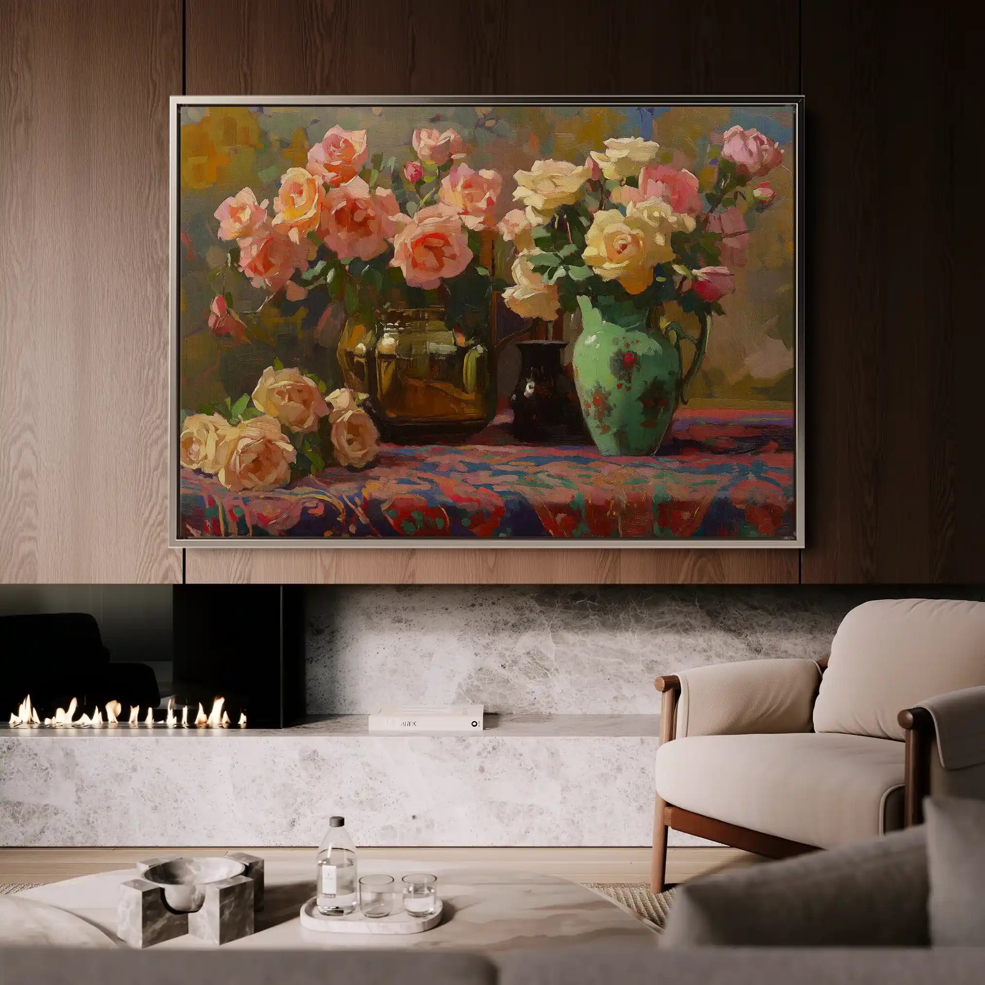 Floral 1098 Canvas Art 60 x 40 cm / Black