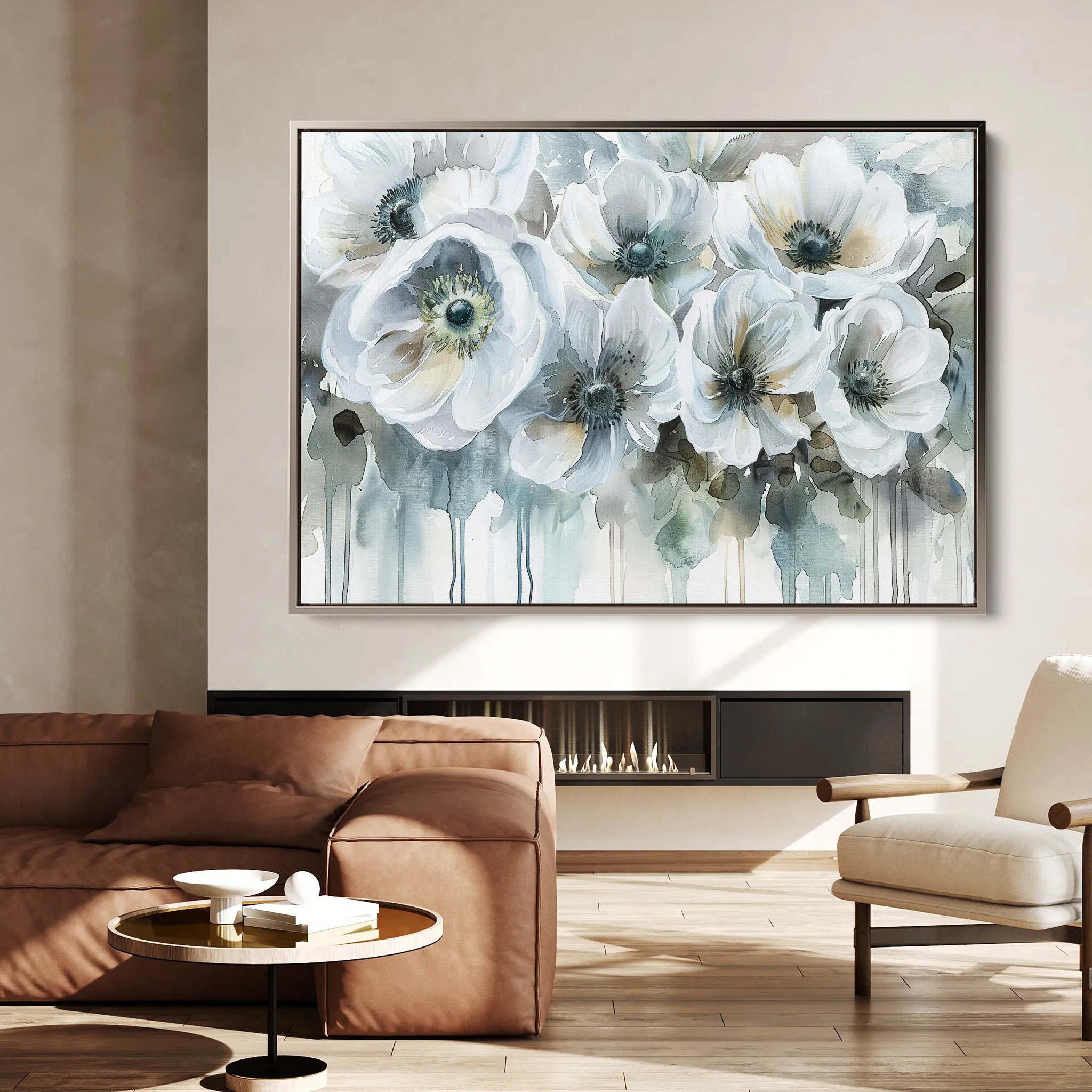 Floral 110 Canvas Art 18" x 24" / 45 x 60 cm / Black