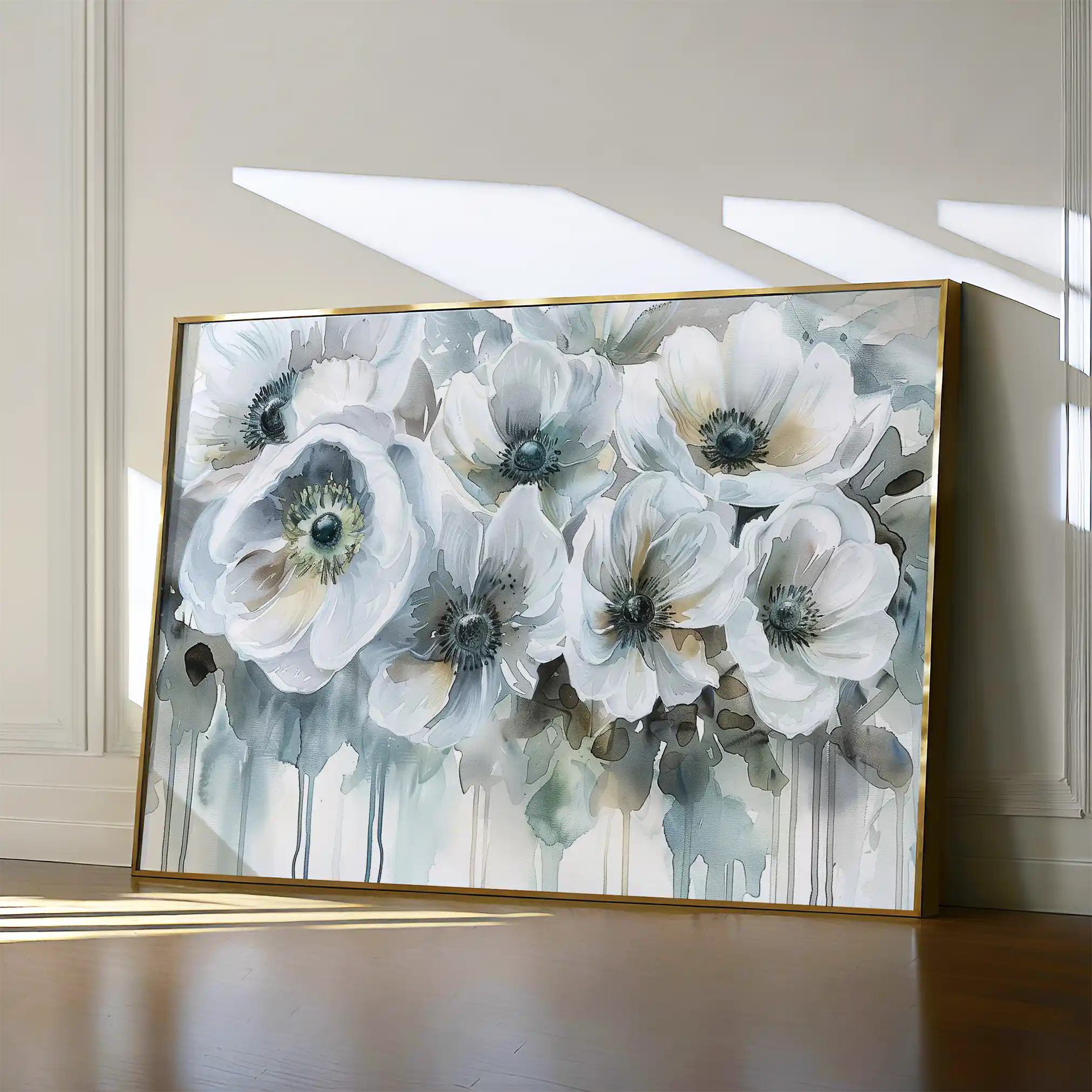 Floral 110 Canvas Art 18" x 24" / 45 x 60 cm / Black