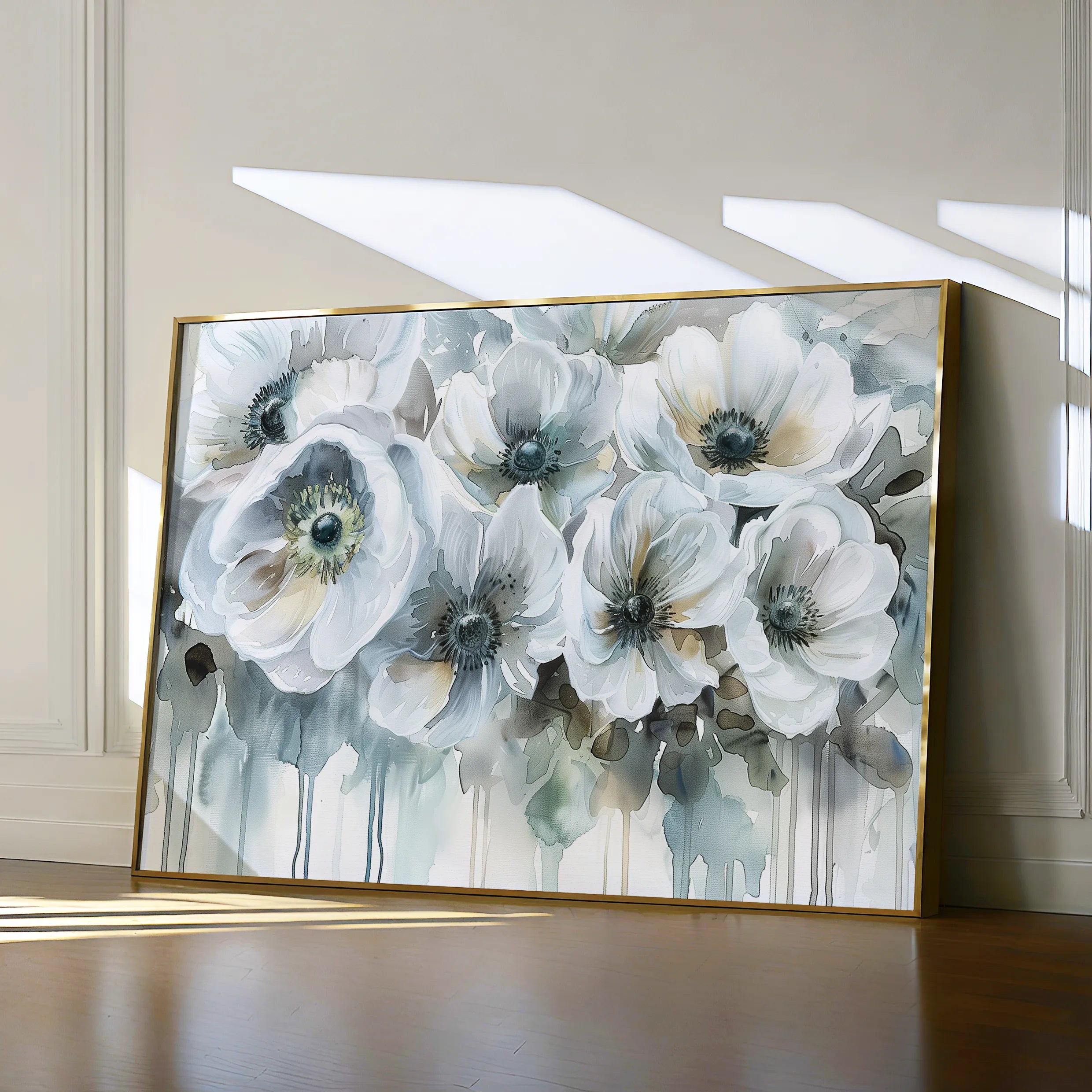 Floral 110 Canvas Art 18" x 24" / 45 x 60 cm / Black