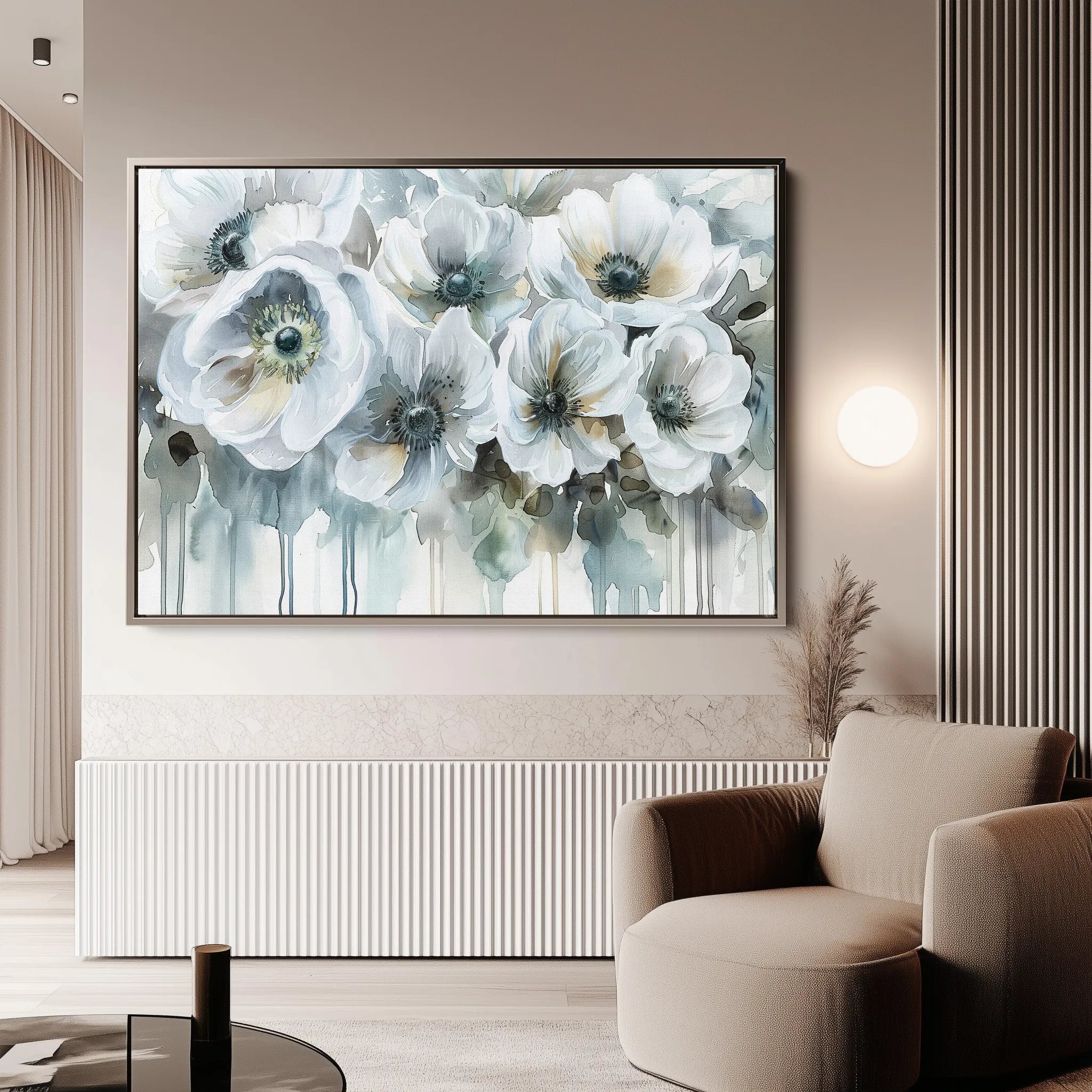 Floral 110 Canvas Art 18" x 24" / 45 x 60 cm / Black