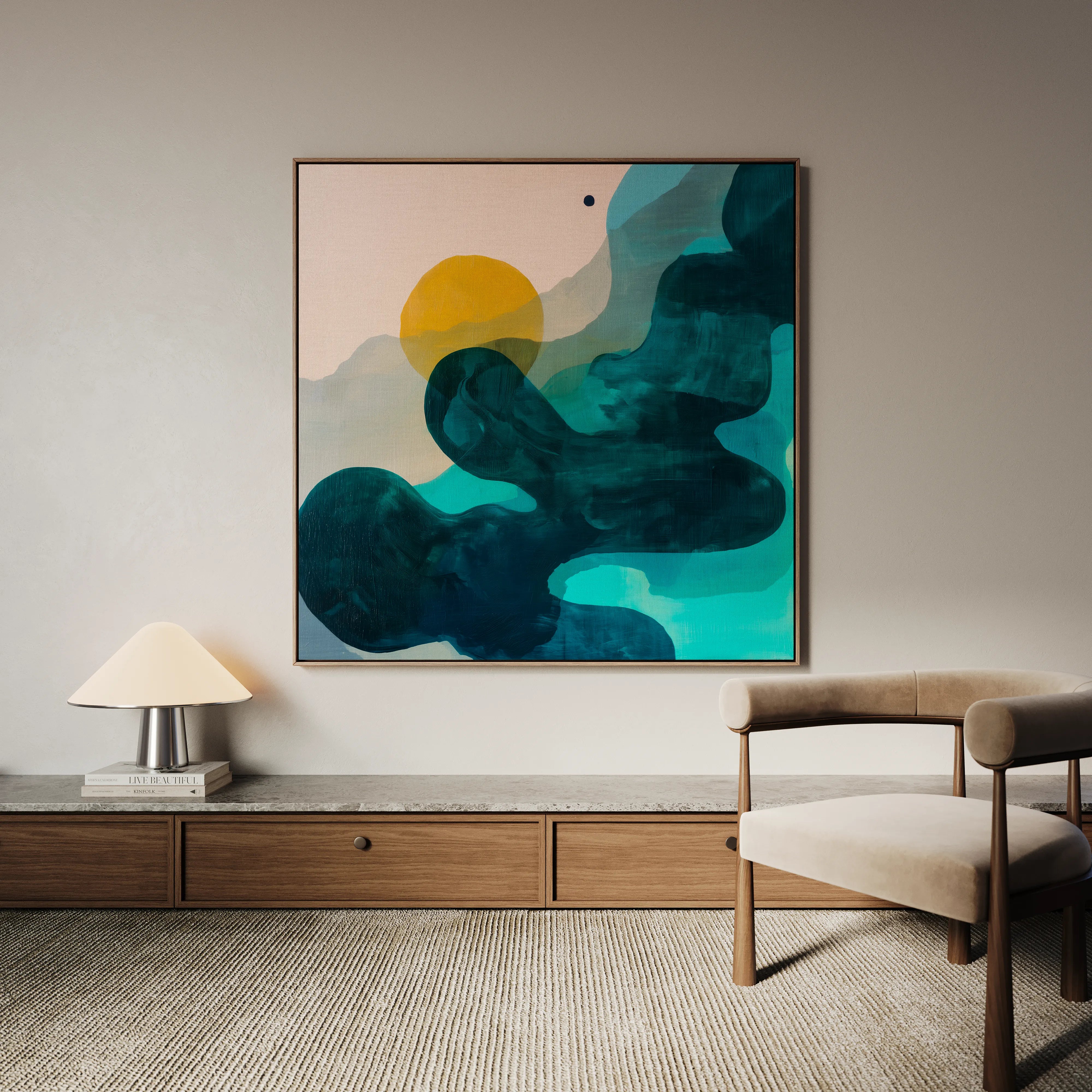 Abstract 1107 Canvas Art 16" x 16" / 40 x 40 cm / Black