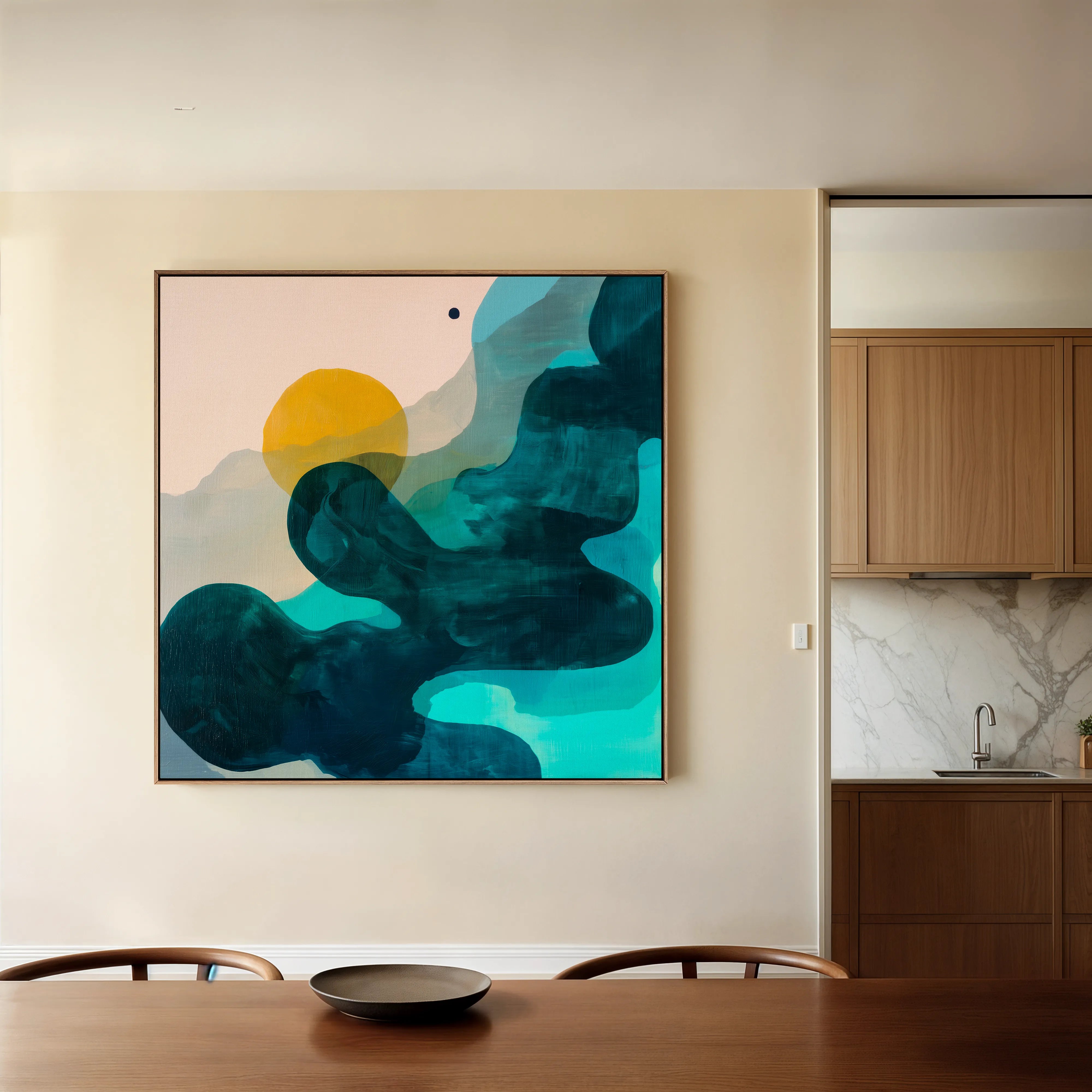 Abstract 1107 Canvas Art 16" x 16" / 40 x 40 cm / Black