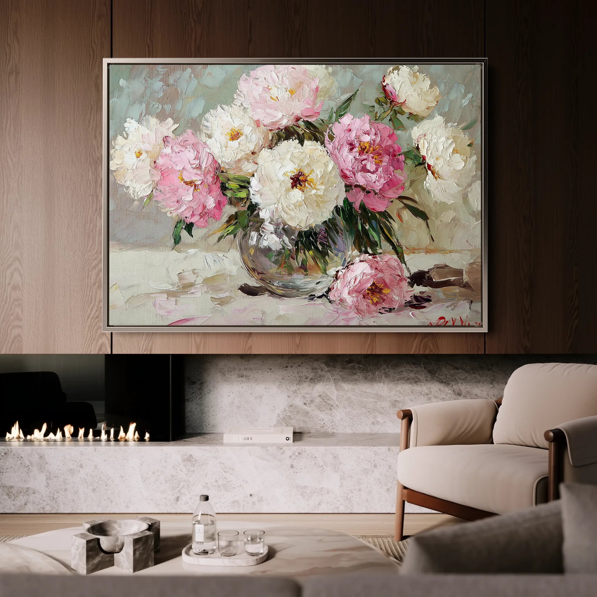 Floral 1107 Canvas Art 18" x 24" / 45 x 60 cm / Black