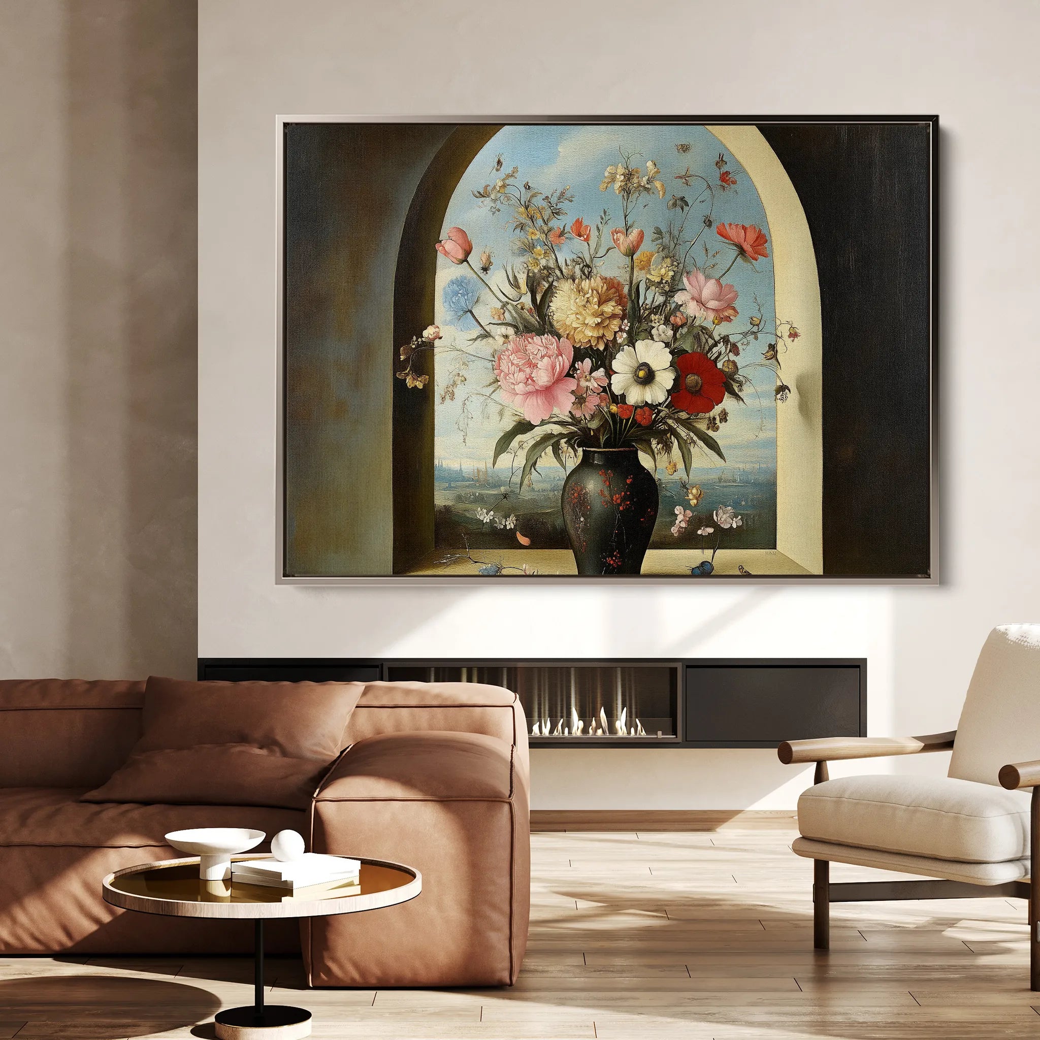 Floral 1108 Canvas Art 18" x 24" / 45 x 60 cm / Black