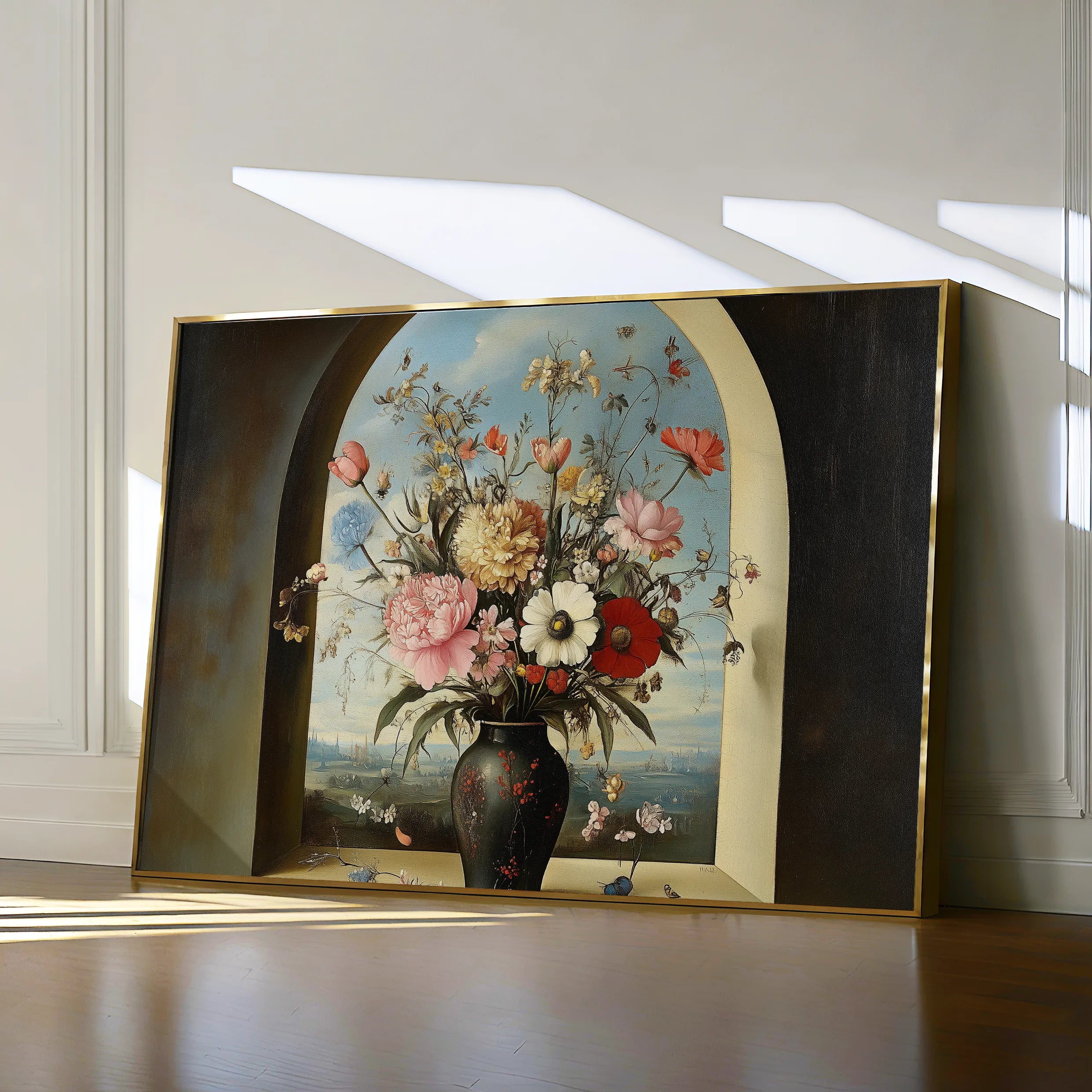 Floral 1108 Canvas Art 18" x 24" / 45 x 60 cm / Black