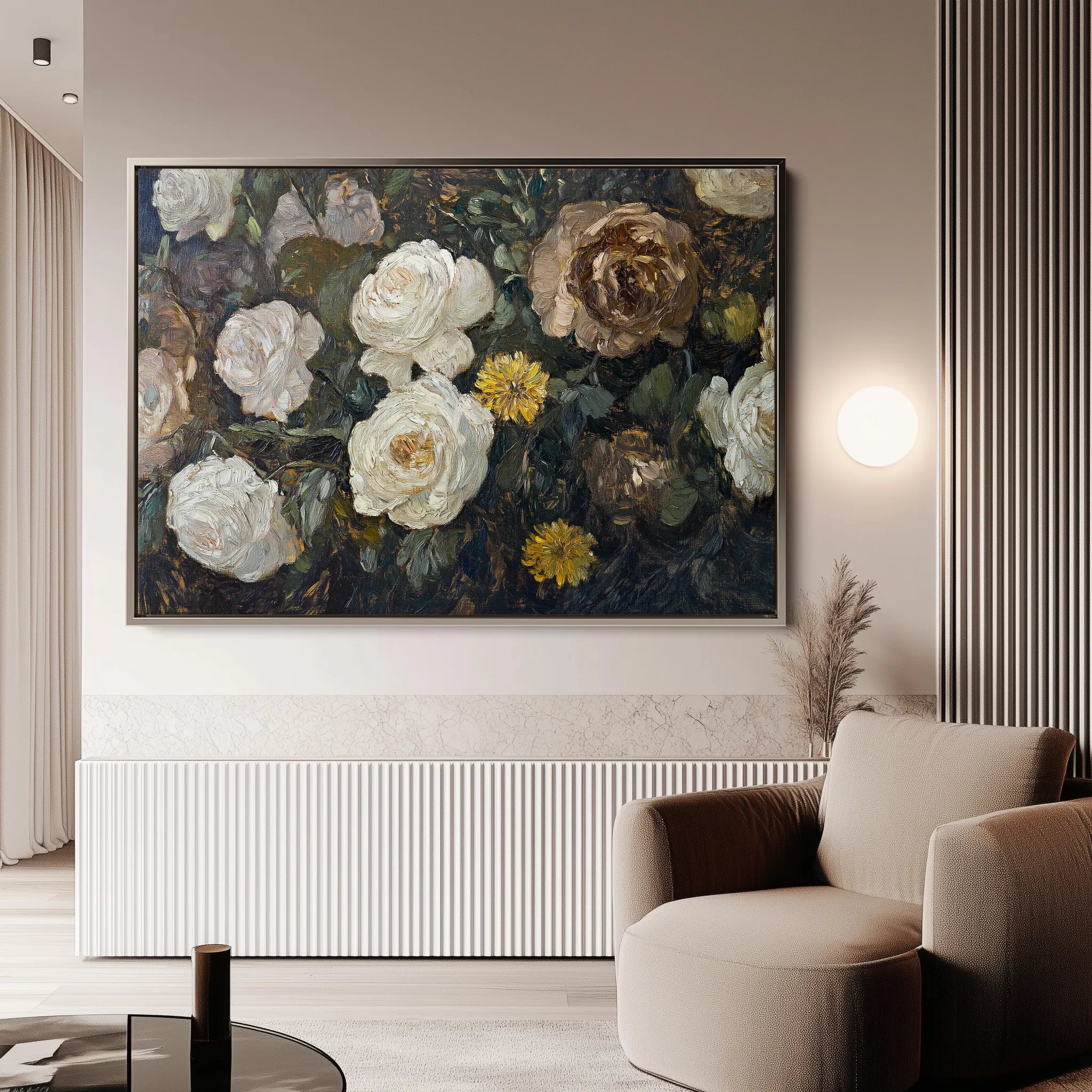 Floral 1109 Canvas Art 18" x 24" / 45 x 60 cm / Black