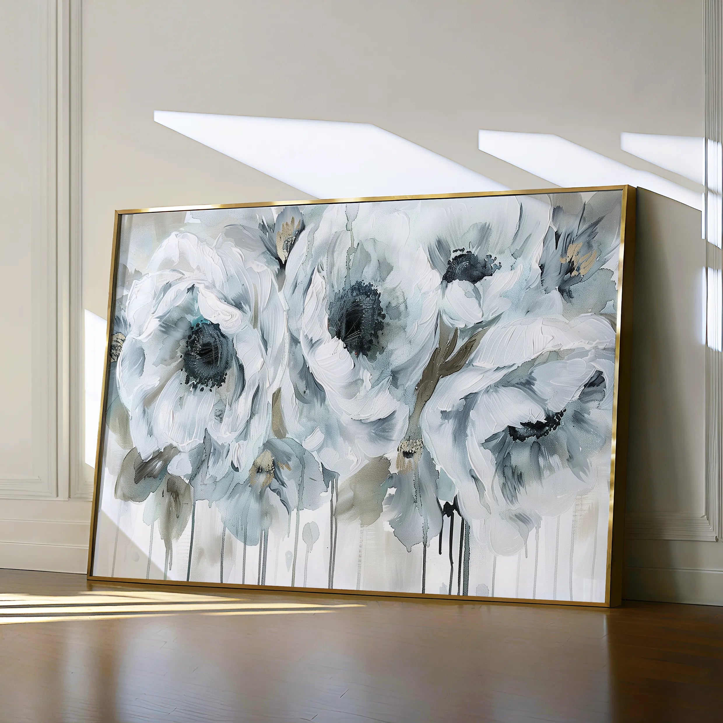 Floral 111 Canvas Art 18" x 24" / 45 x 60 cm / Black