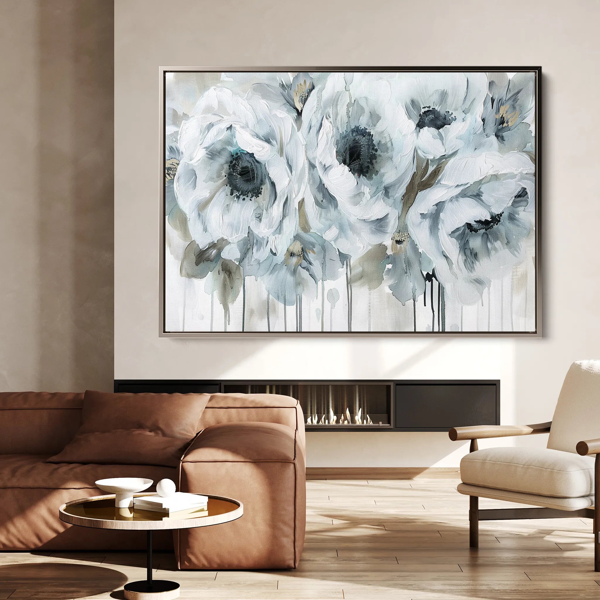 Floral 111 Canvas Art 18" x 24" / 45 x 60 cm / Black