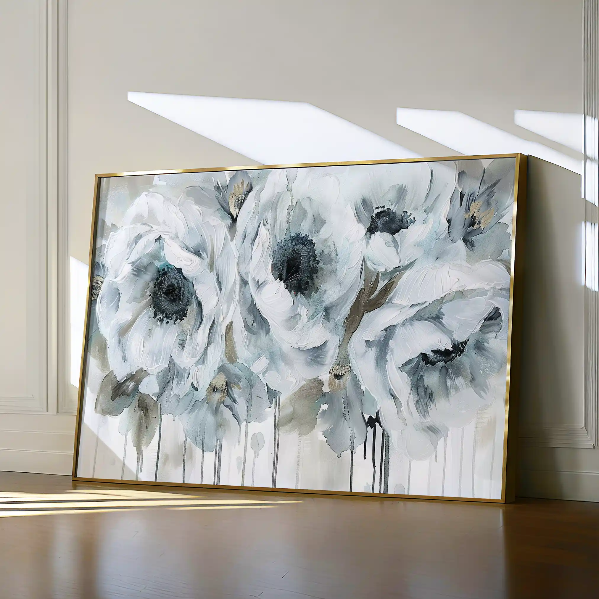 Floral 111 Canvas Art 60 x 40 cm / Black
