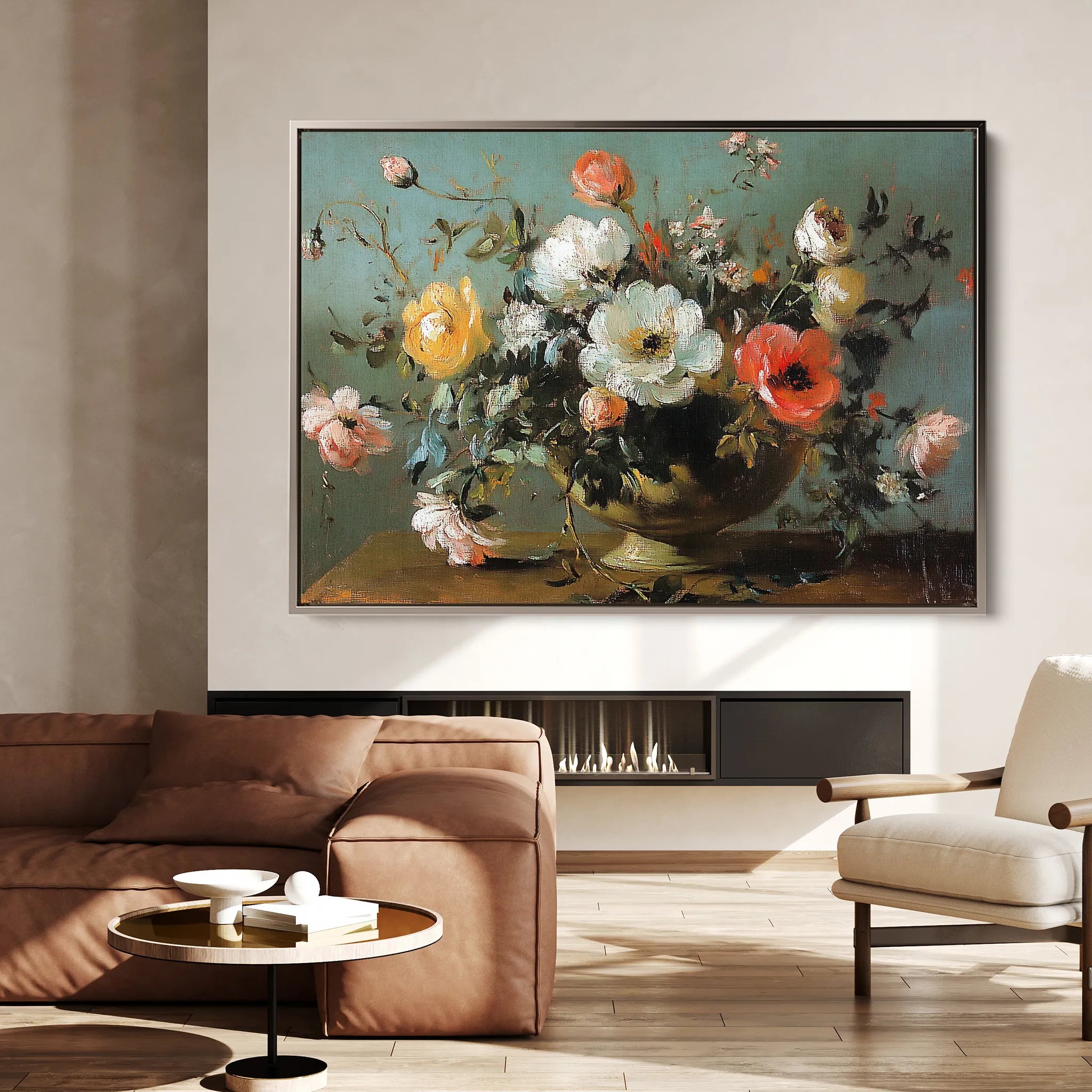 Floral 1110 Canvas Art 18" x 24" / 45 x 60 cm / Black