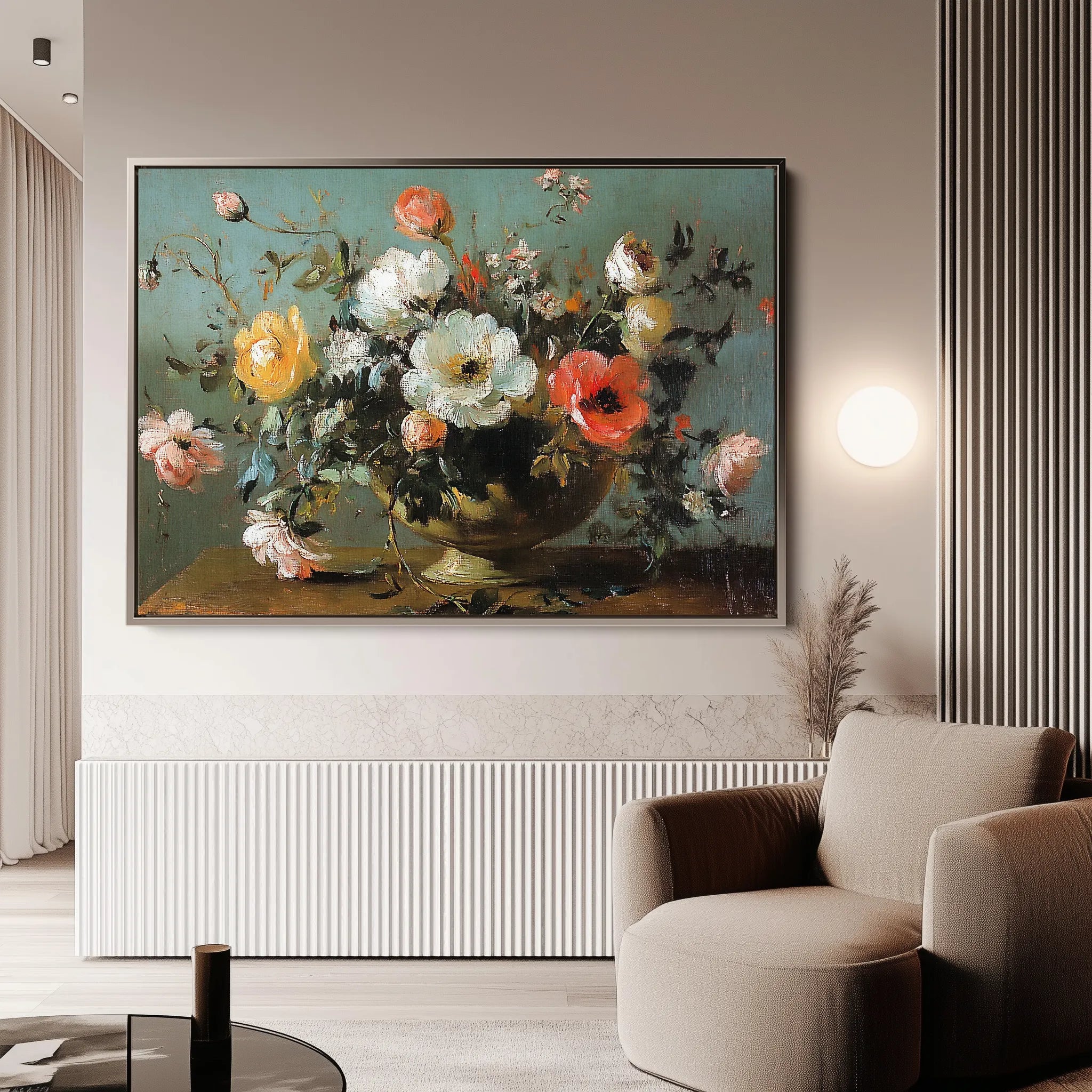 Floral 1110 Canvas Art 18" x 24" / 45 x 60 cm / Black