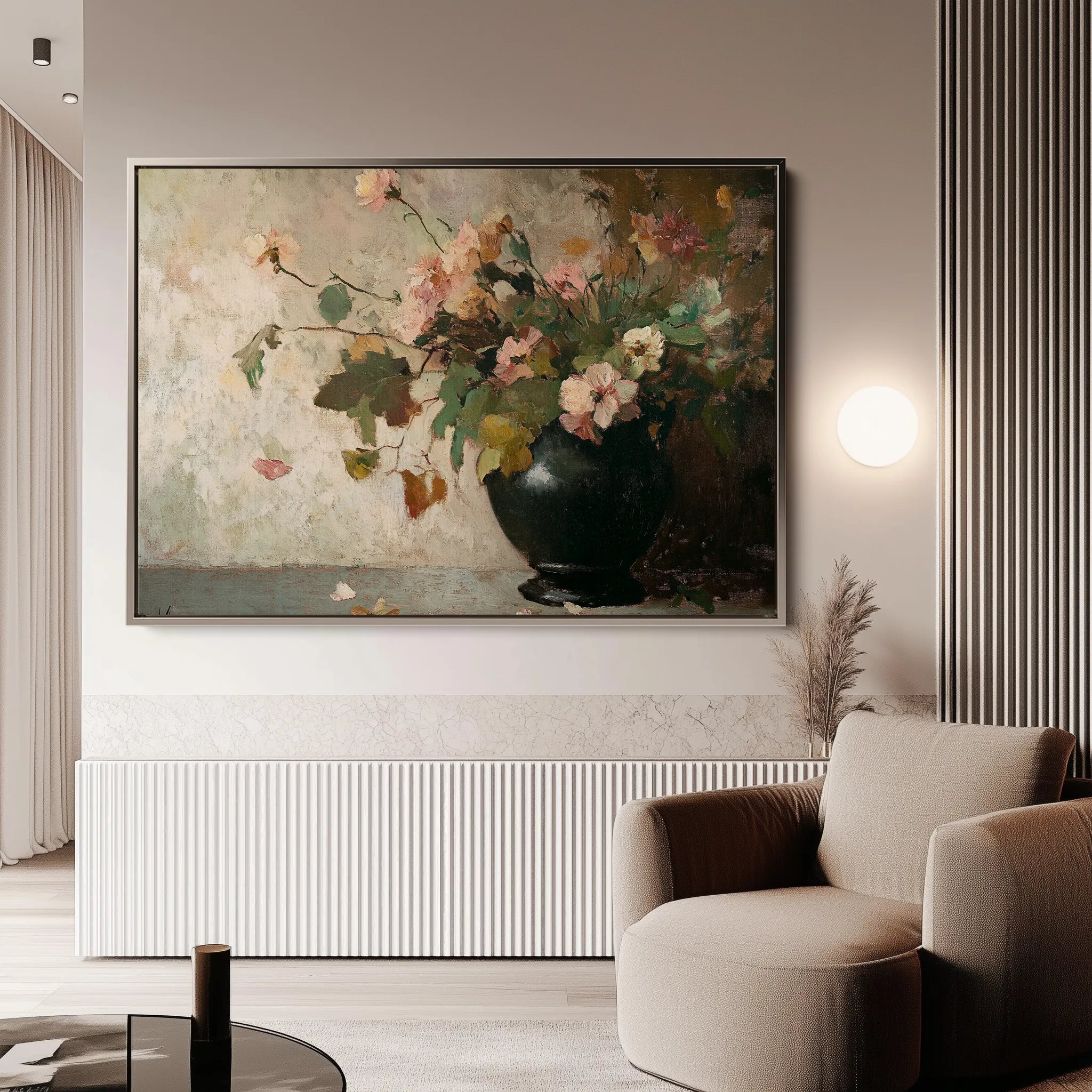 Floral 1111 Canvas Art 18" x 24" / 45 x 60 cm / Black