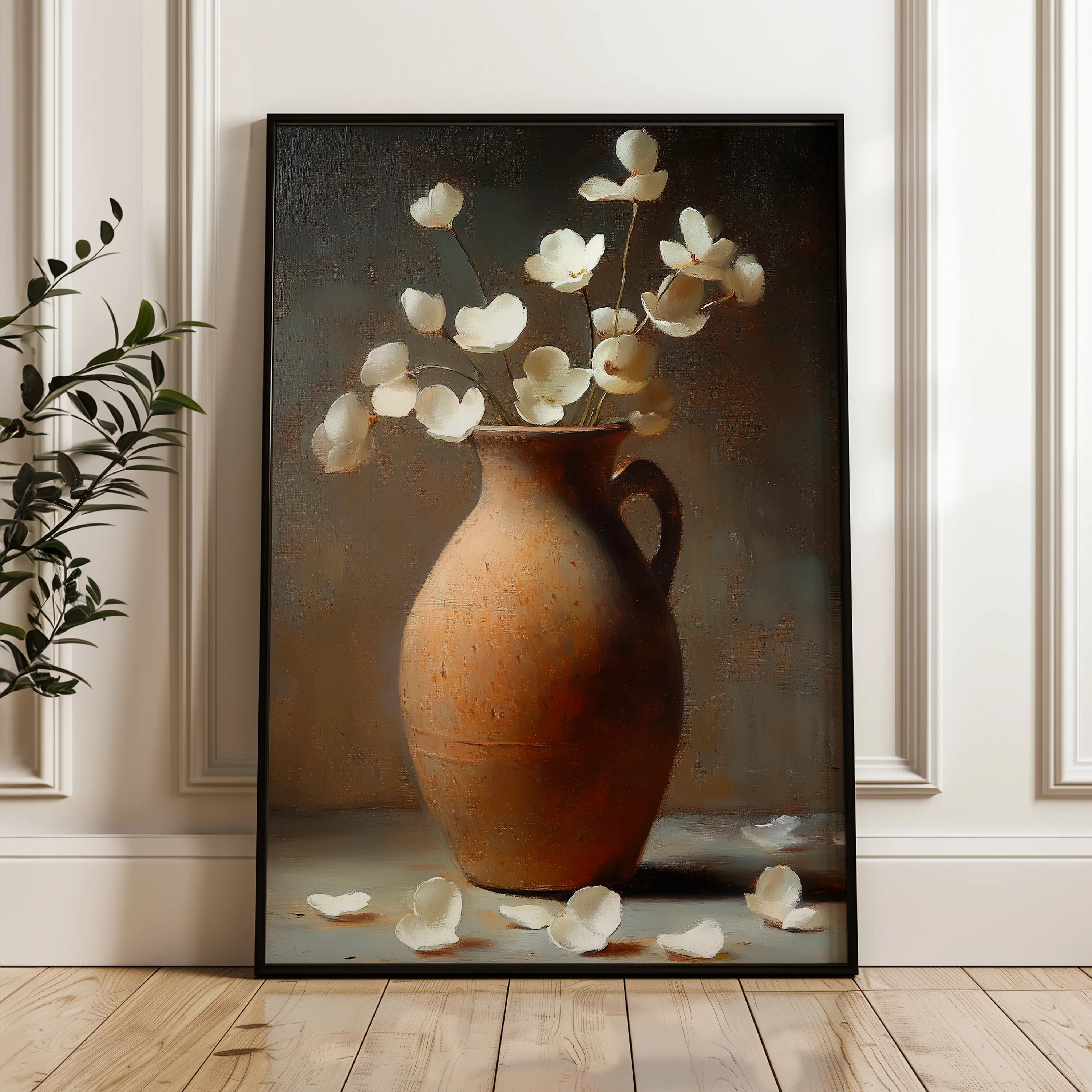 Floral 1112 Canvas Art 18" x 24" / 45 x 60 cm / Black
