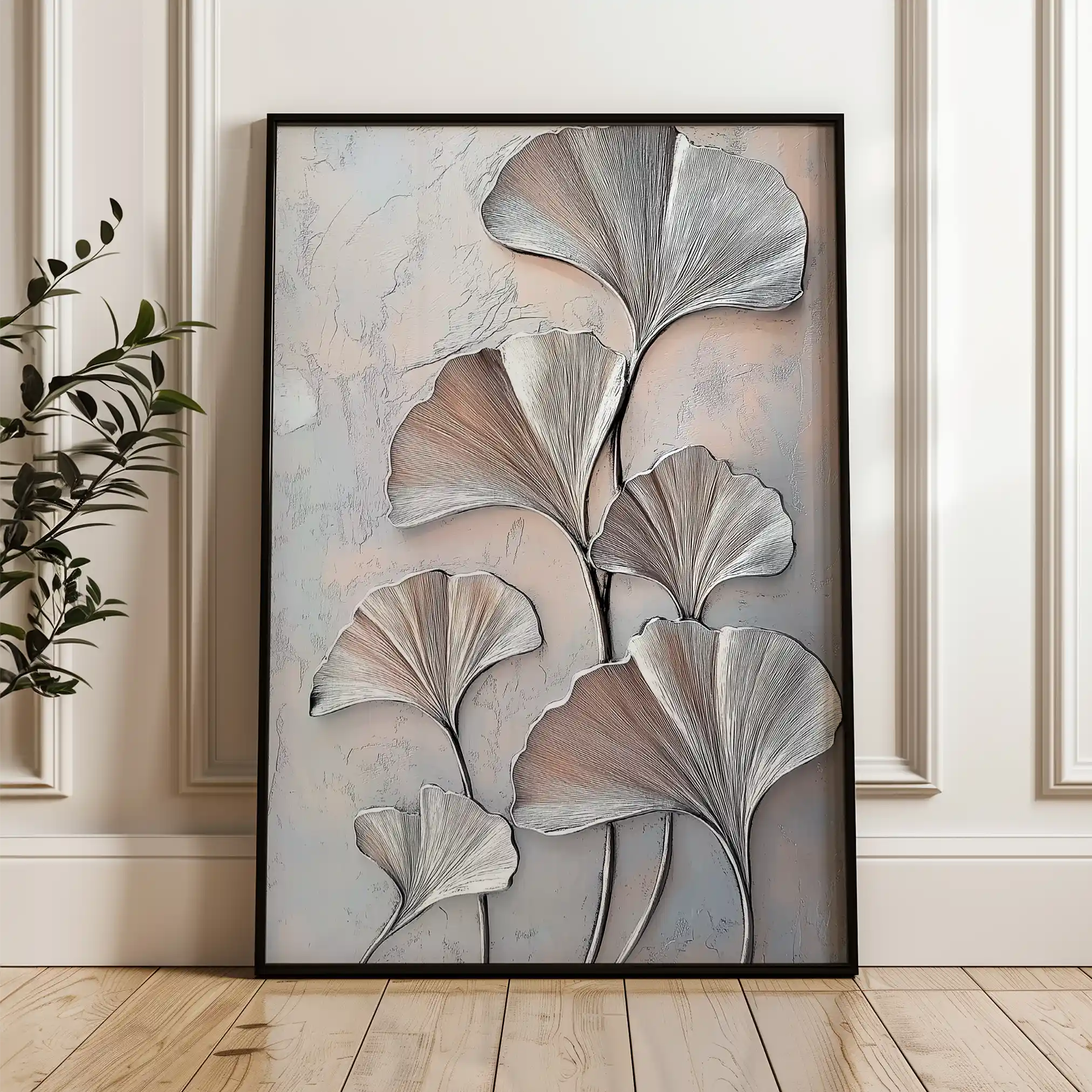 Floral 1113 Canvas Art 18" x 24" / 45 x 60 cm / Black