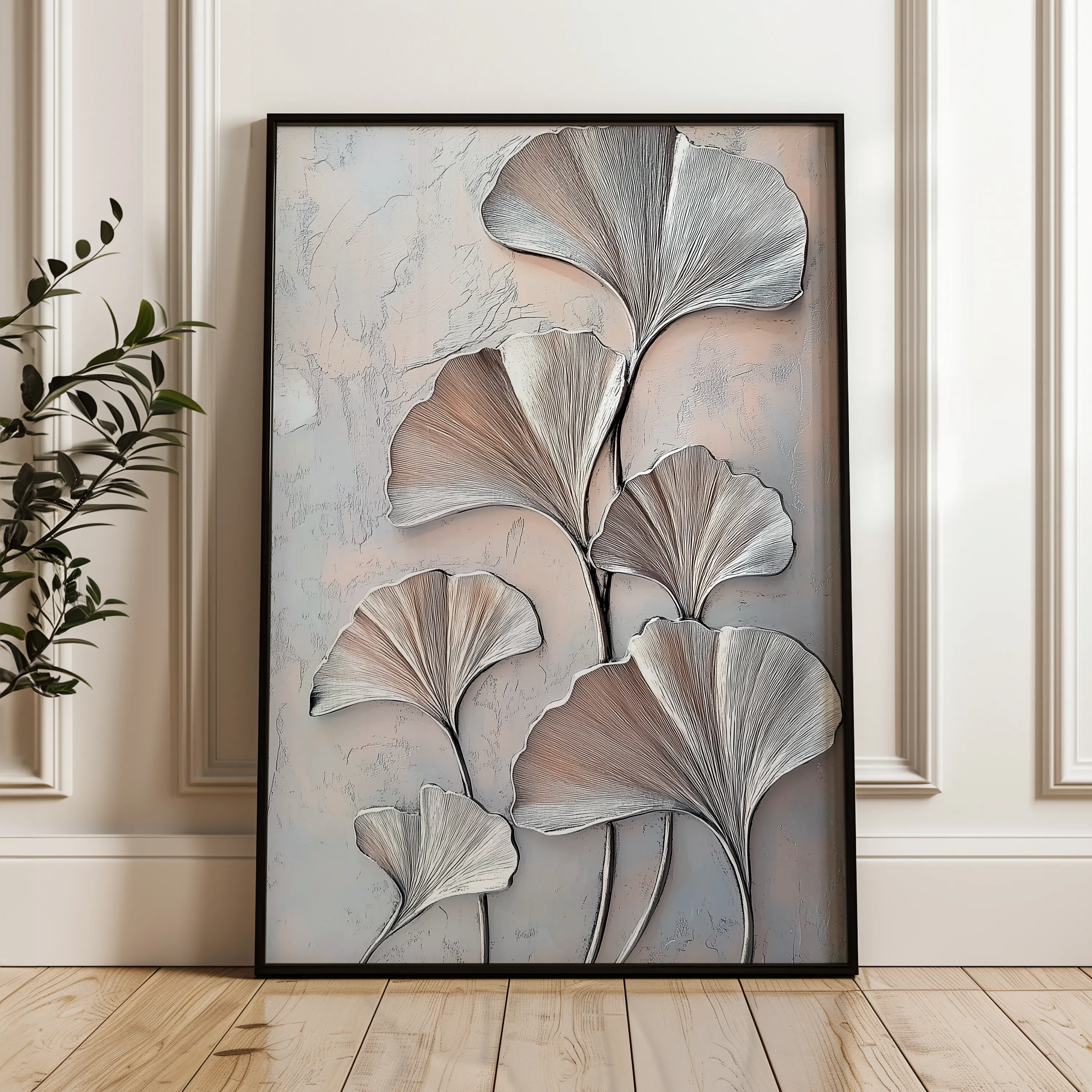 Floral 1113 Canvas Art 18" x 24" / 45 x 60 cm / Black
