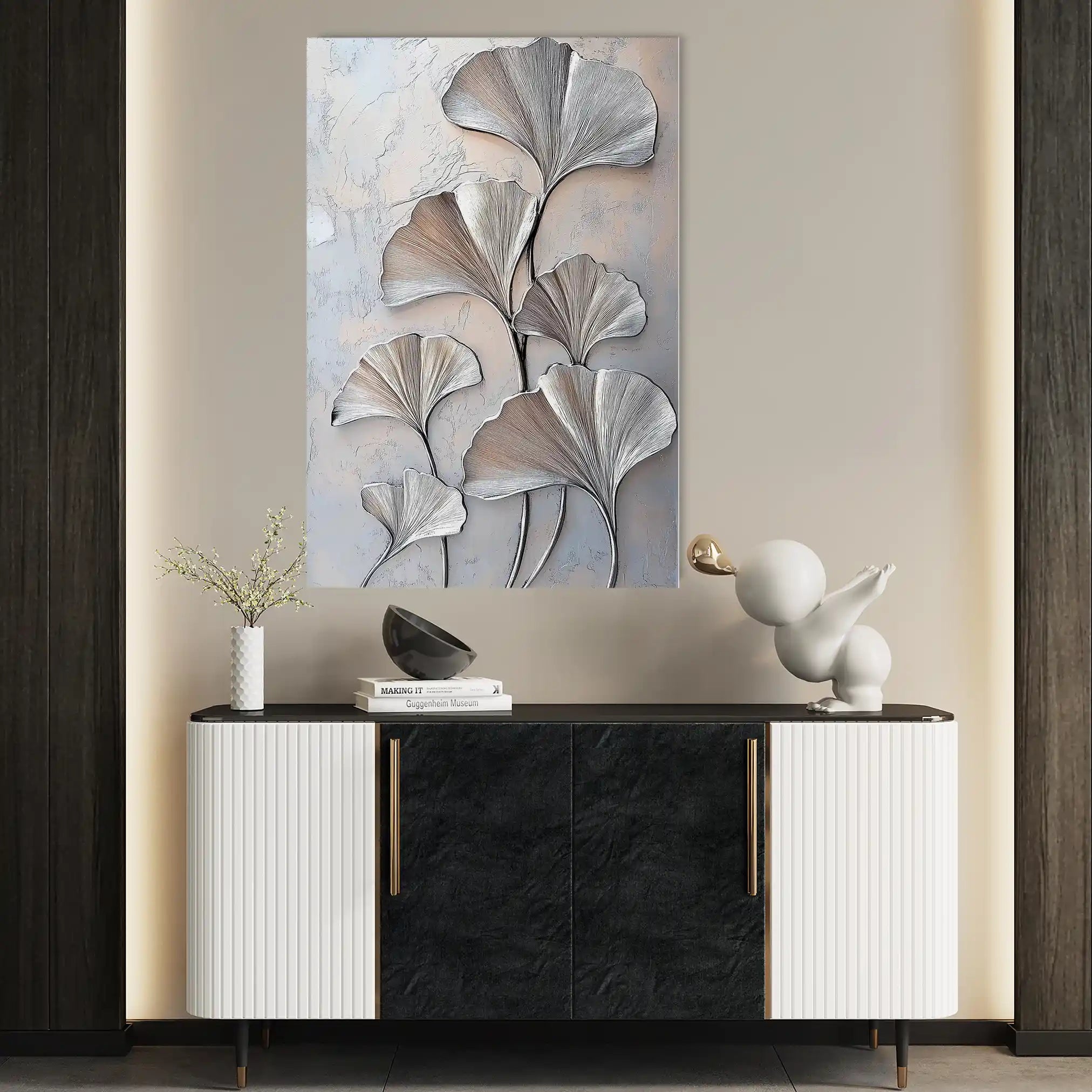 Floral 1113 Canvas Art 18" x 24" / 45 x 60 cm / Black