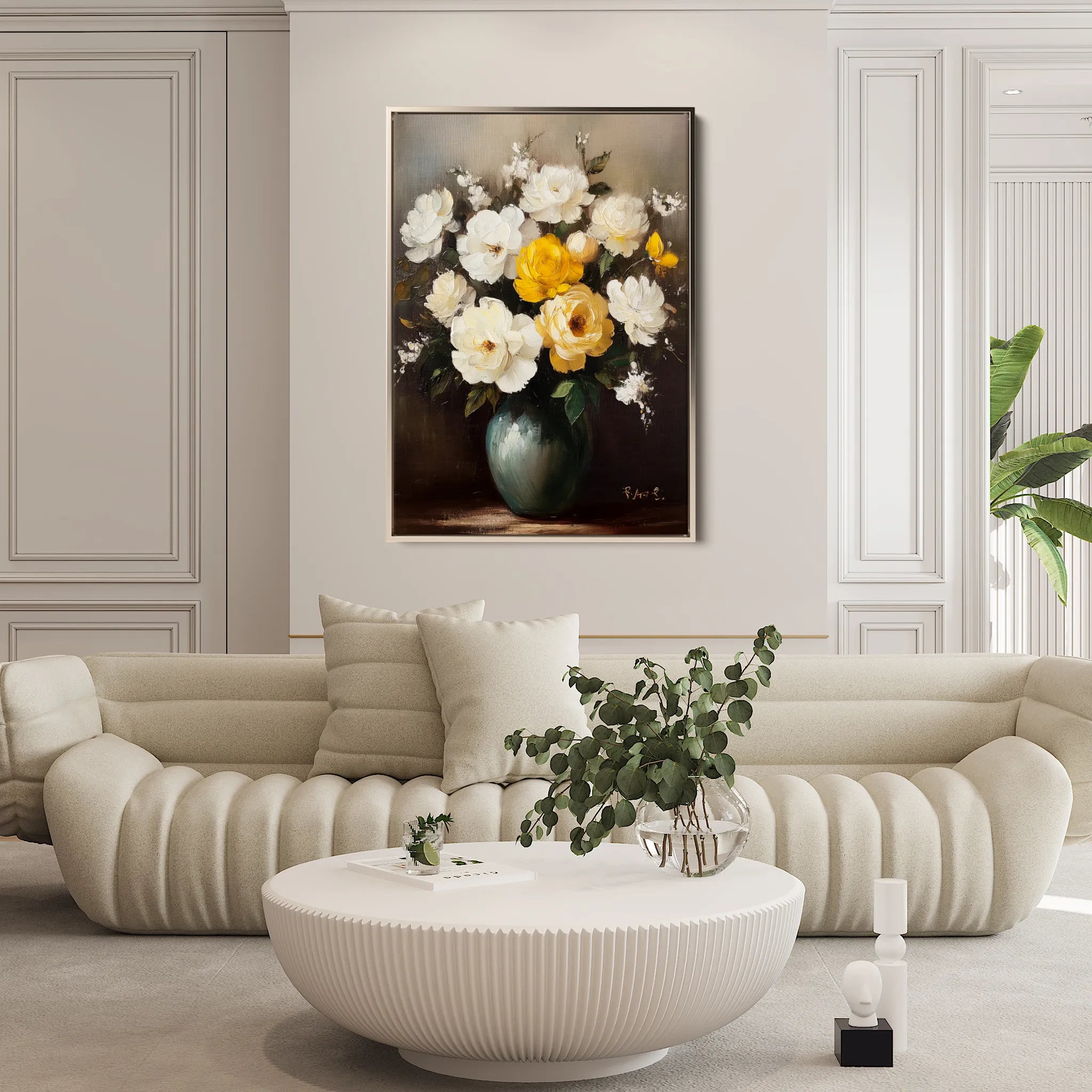 Floral 1114 Canvas Art 18" x 24" / 45 x 60 cm / Black