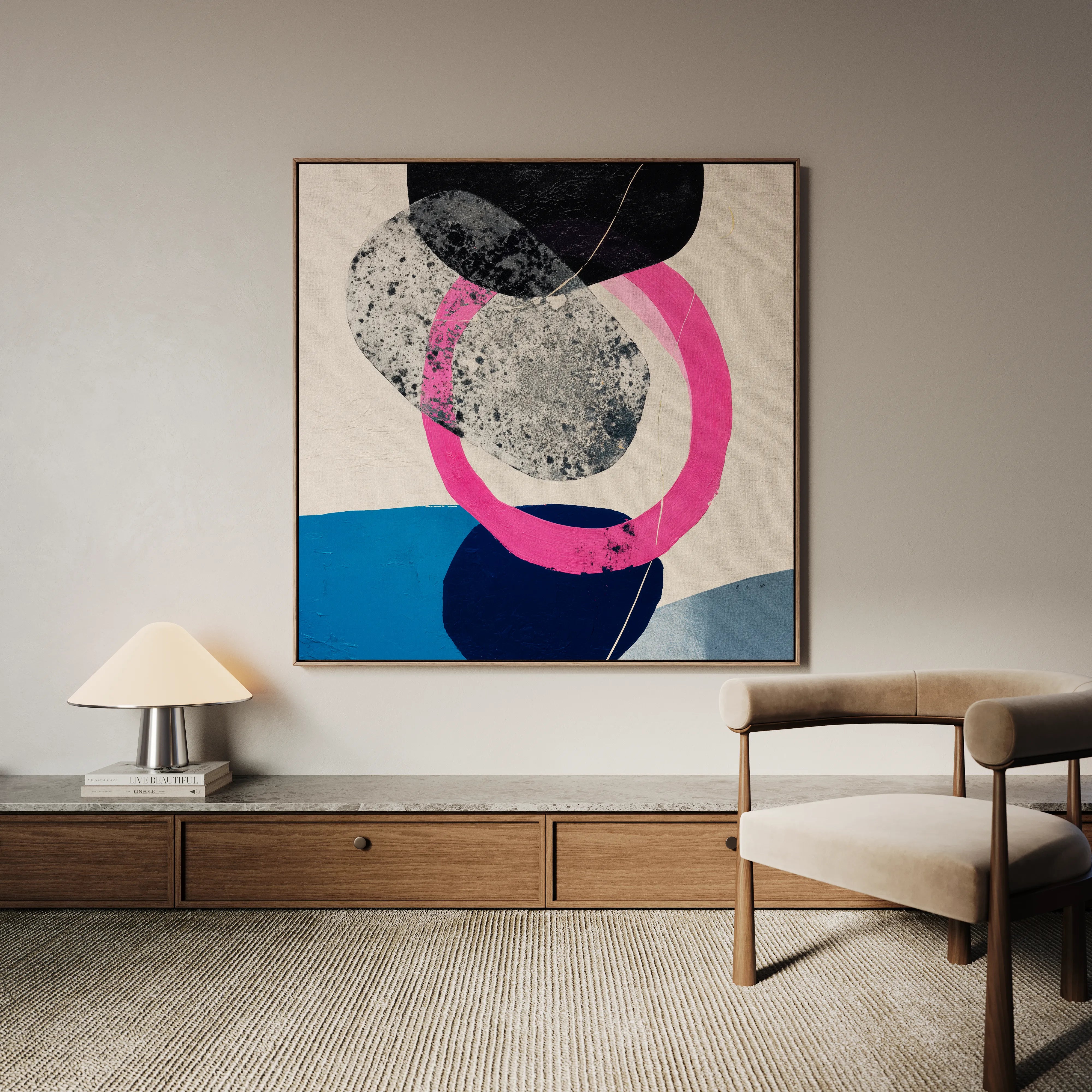 Abstract 1115 Canvas Art 16" x 16" / 40 x 40 cm / Black