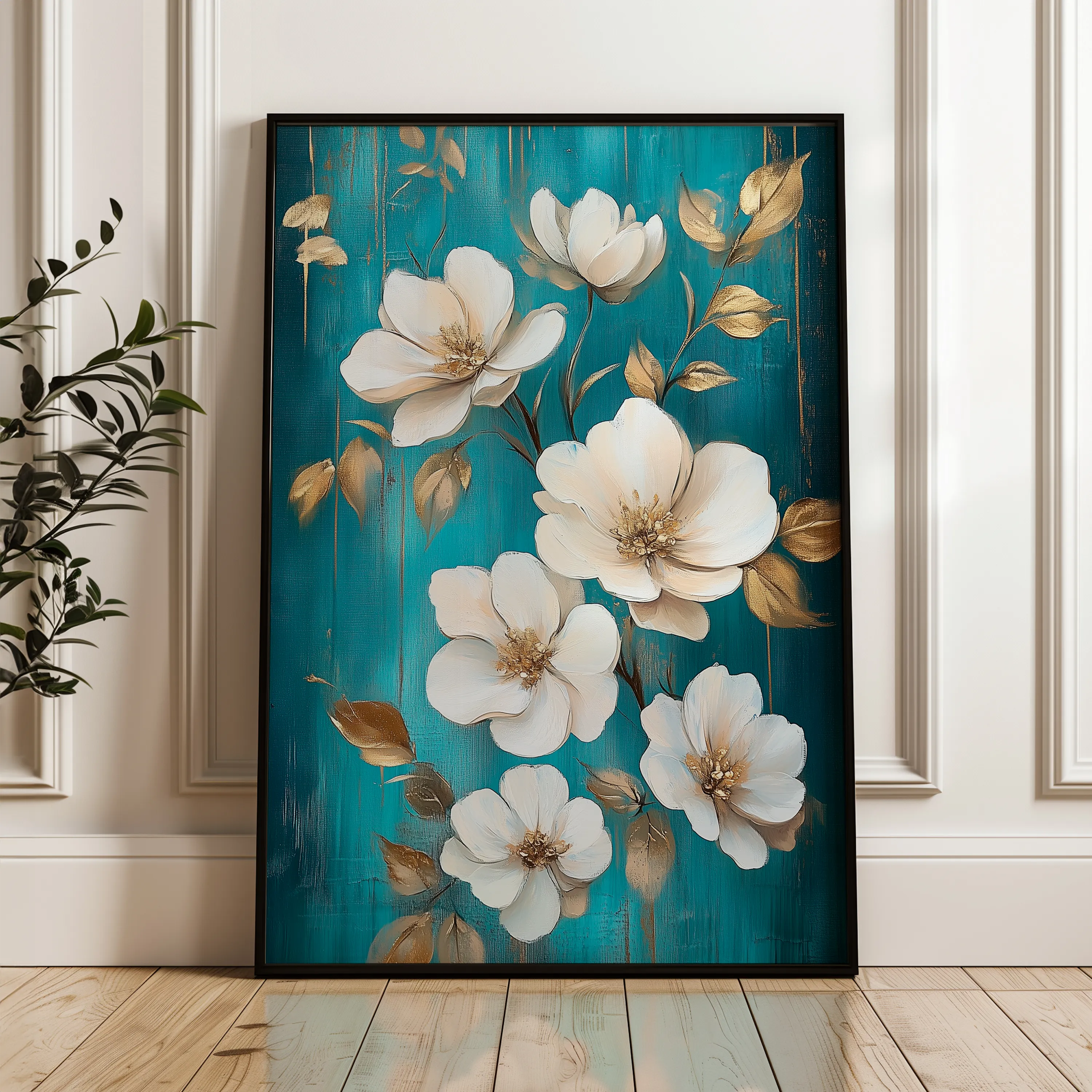 Floral 1115 Canvas Art 18" x 24" / 45 x 60 cm / Black
