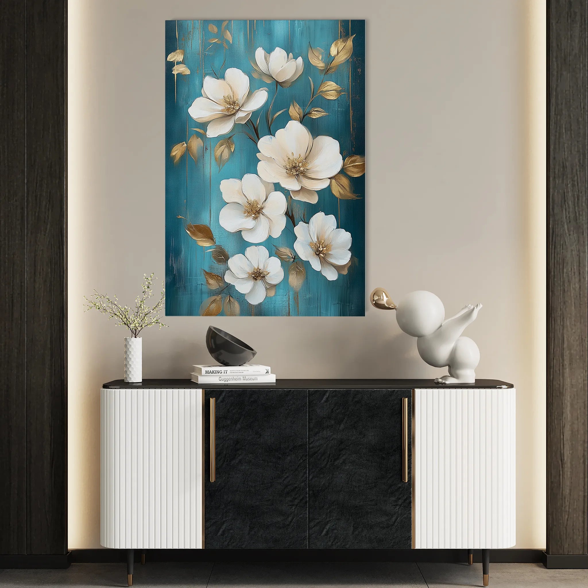 Floral 1115 Canvas Art 18" x 24" / 45 x 60 cm / Black