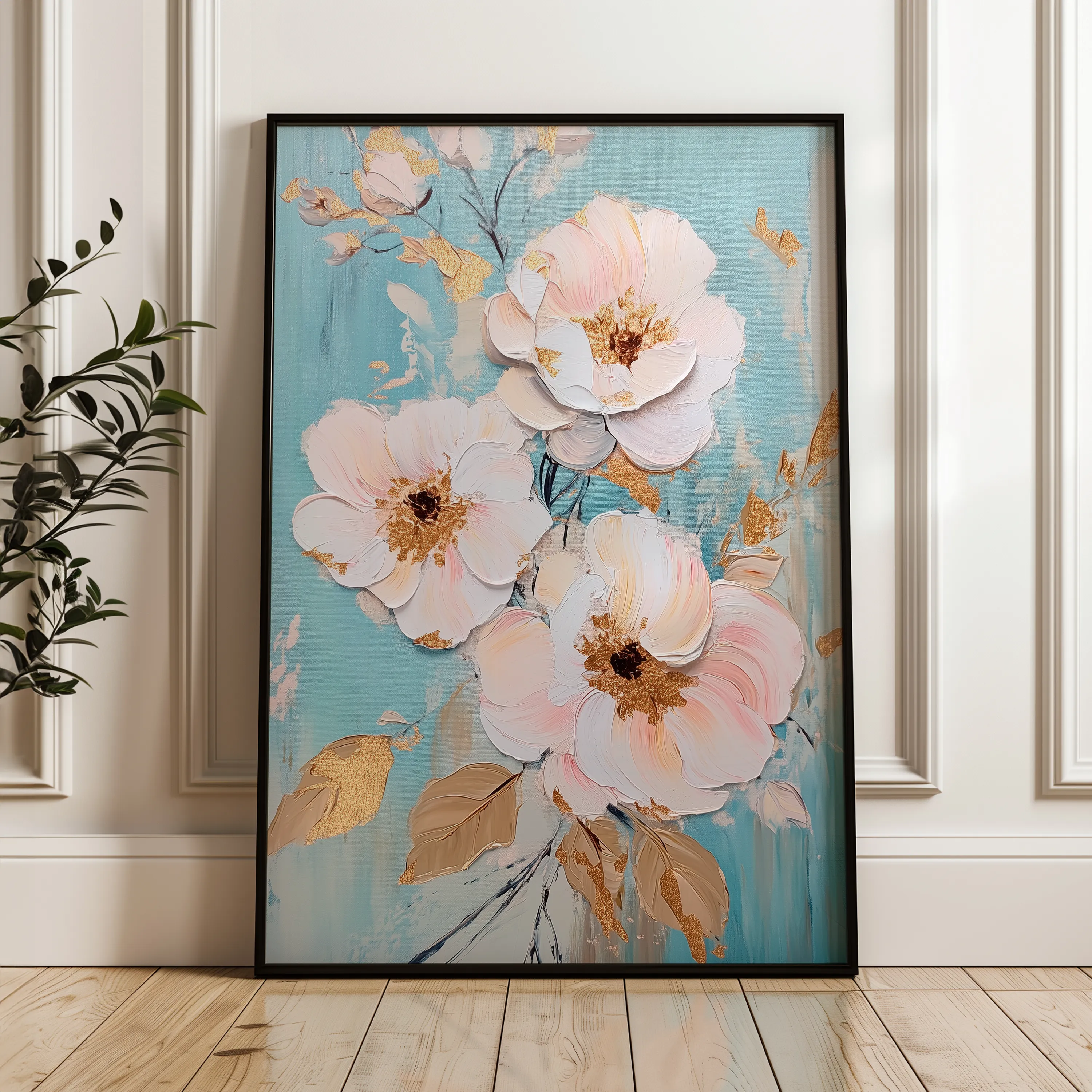 Floral 1116 Canvas Art 18" x 24" / 45 x 60 cm / Black