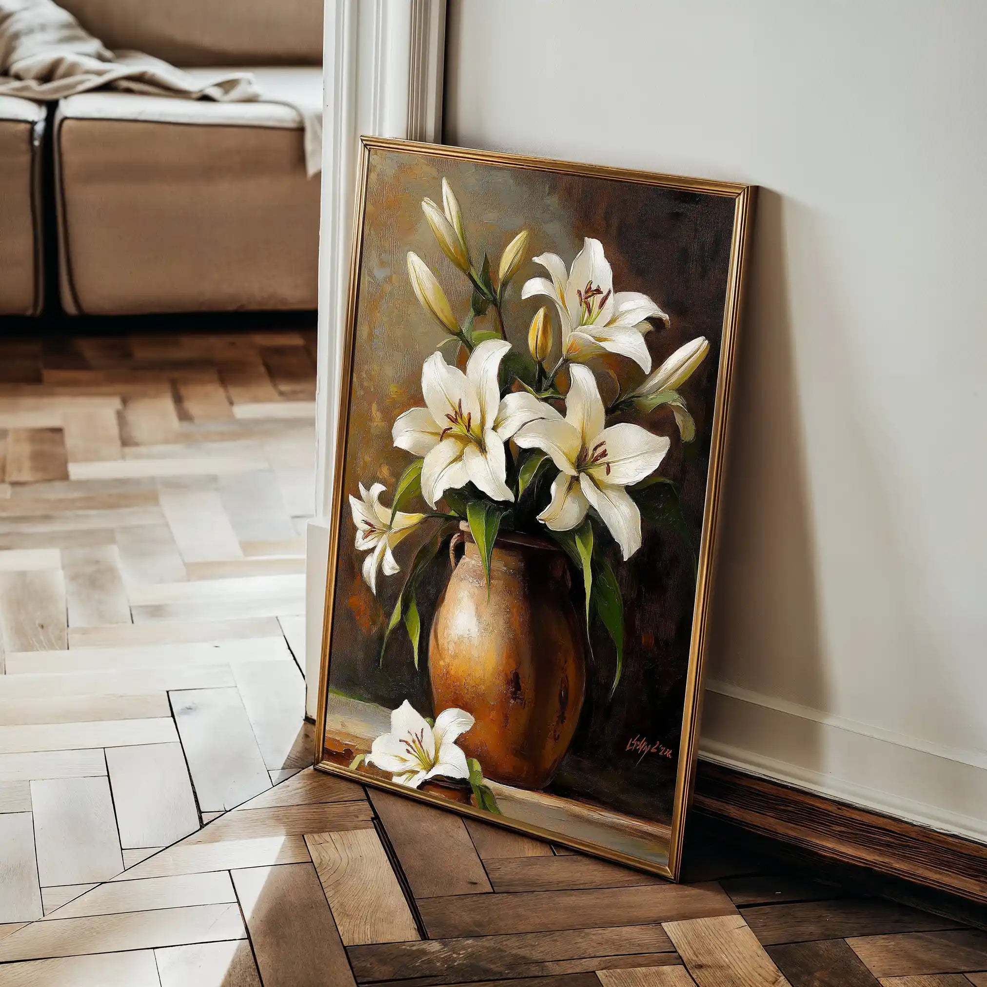 Floral 1117 Canvas Art 18" x 24" / 45 x 60 cm / Black
