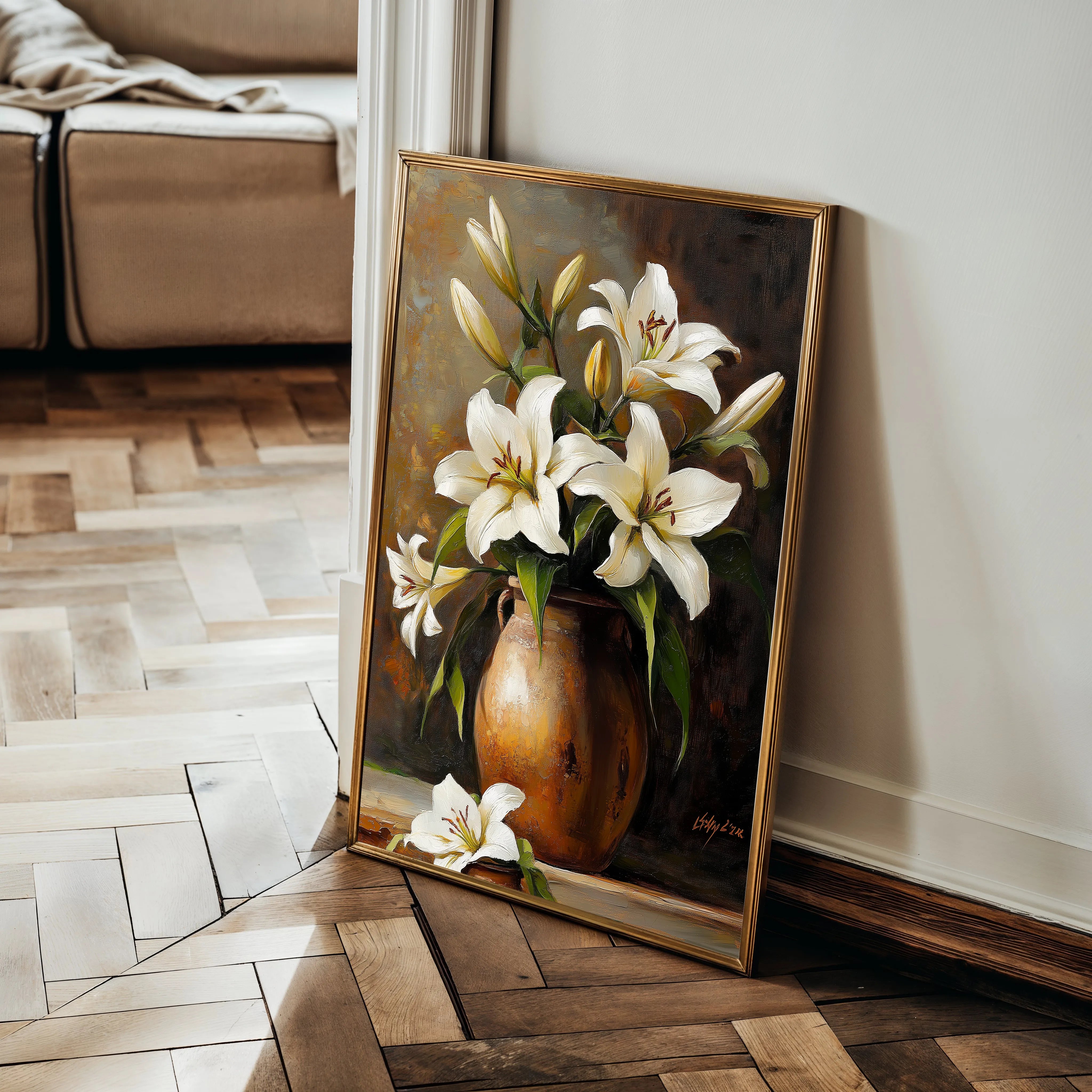 Floral 1117 Canvas Art 18" x 24" / 45 x 60 cm / Black