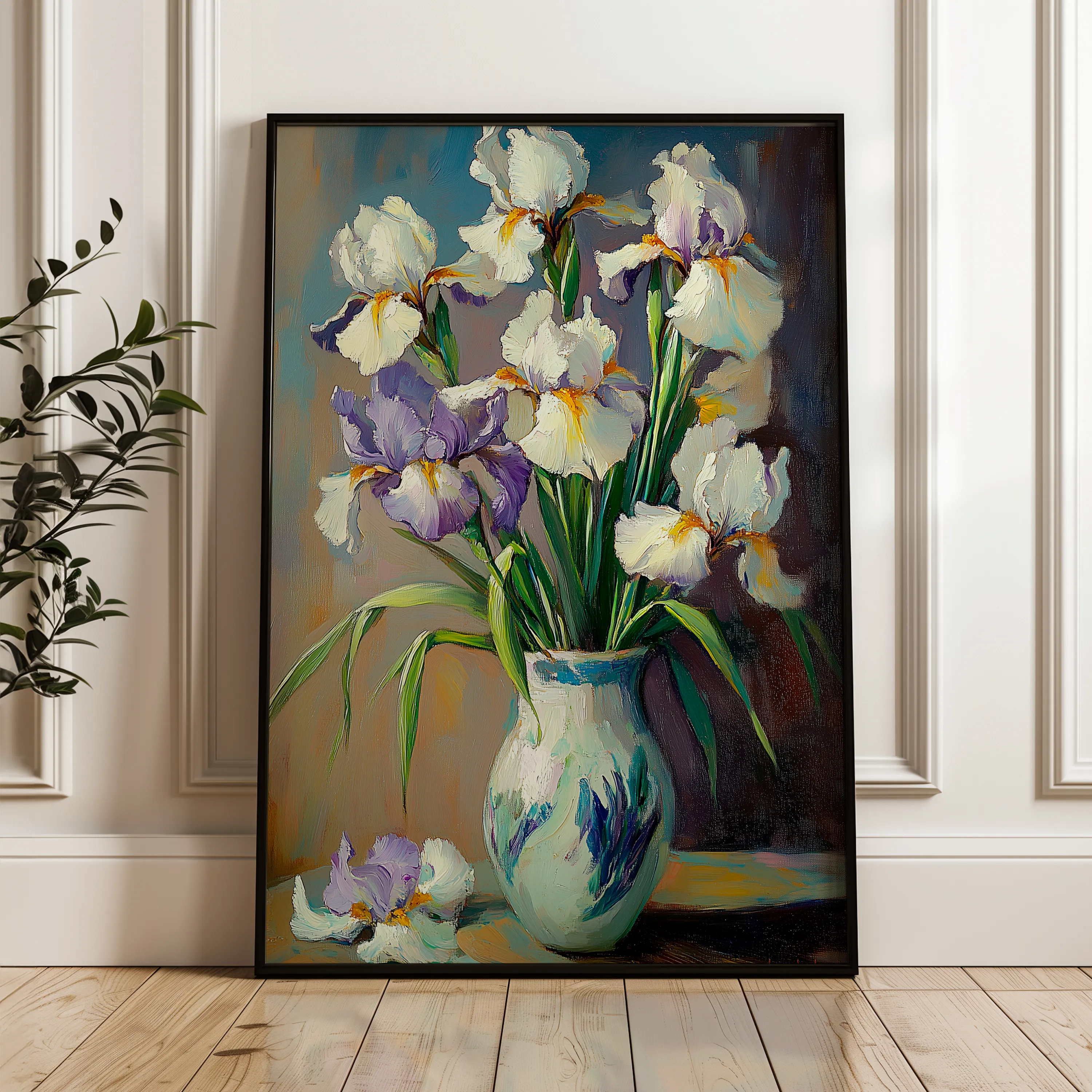 Floral 1118 Canvas Art 18" x 24" / 45 x 60 cm / Black