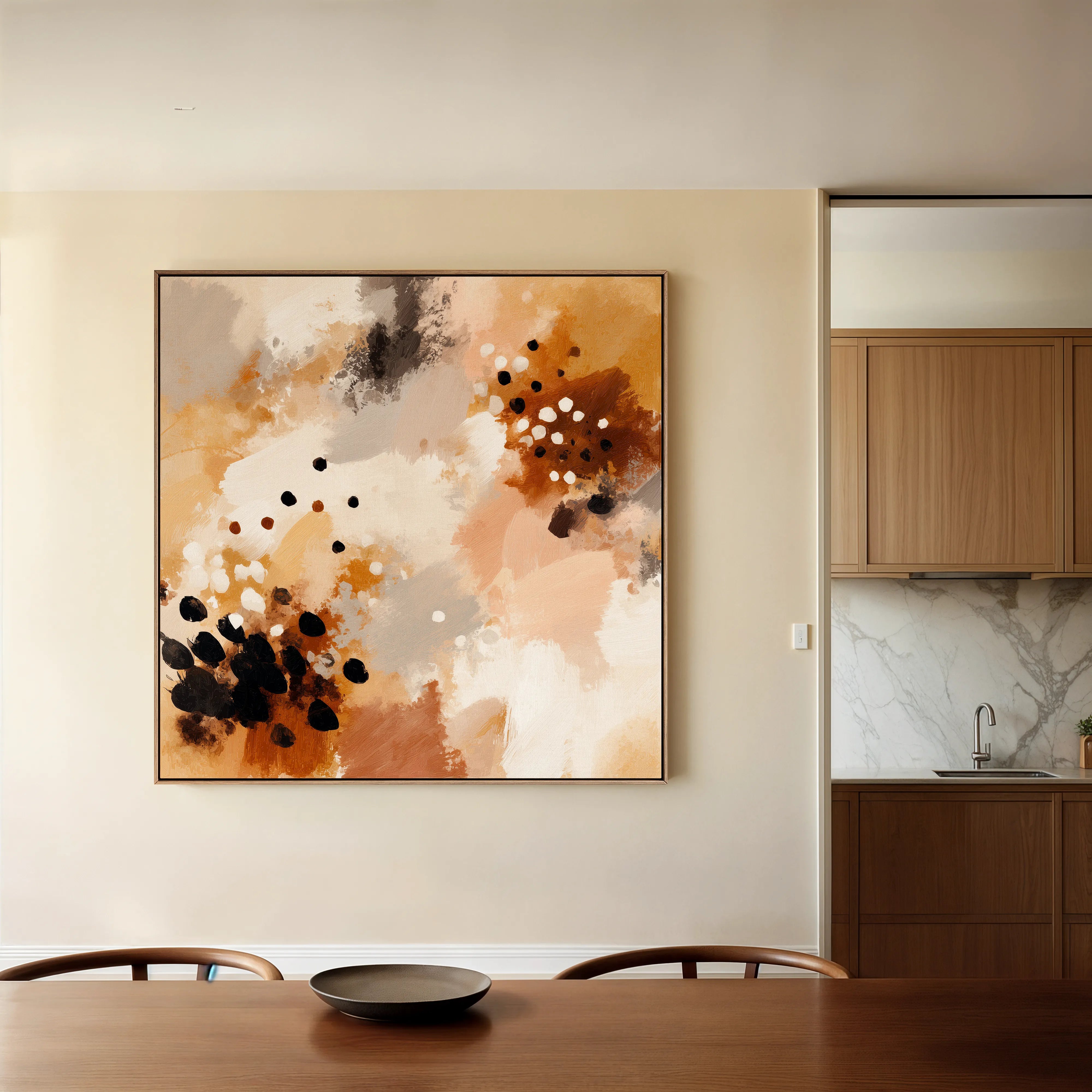 Abstract 1119 Canvas Art 16" x 16" / 40 x 40 cm / Black