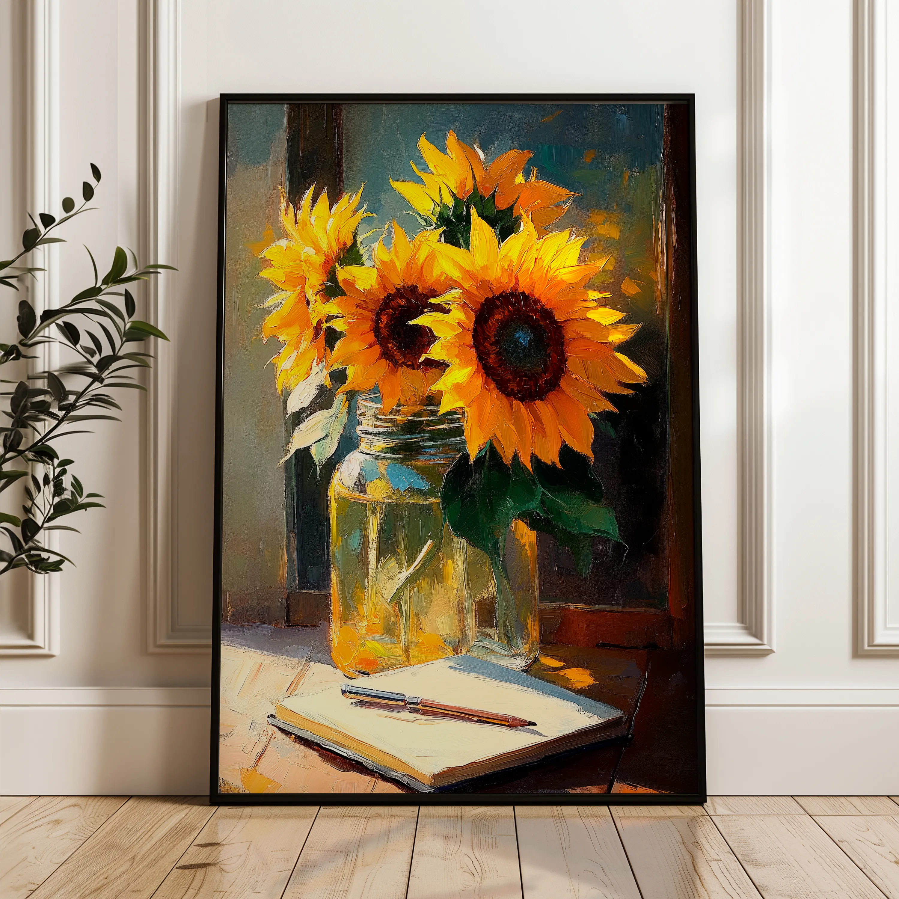 Floral 1119 Canvas Art 18" x 24" / 45 x 60 cm / Black
