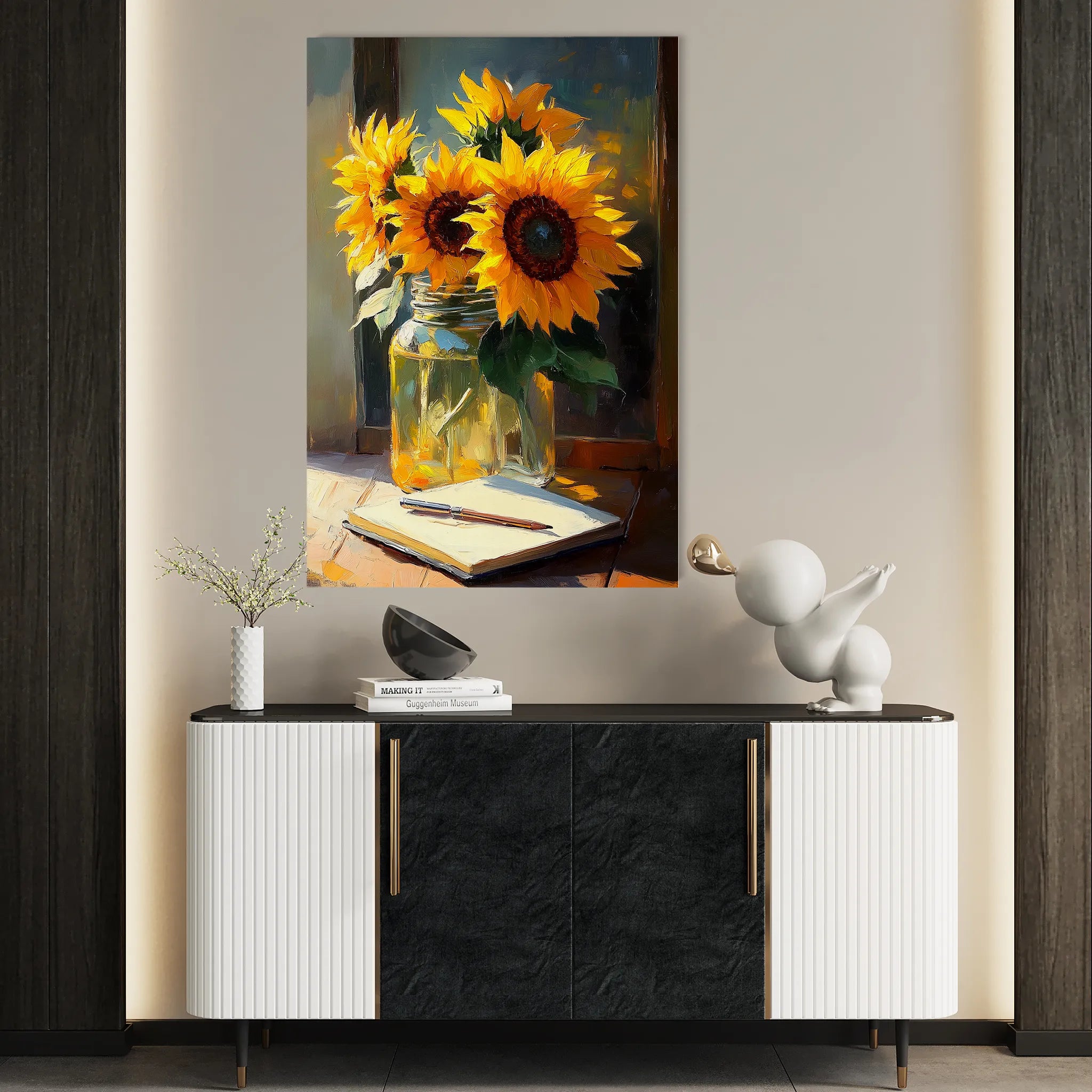 Floral 1119 Canvas Art 18" x 24" / 45 x 60 cm / Black