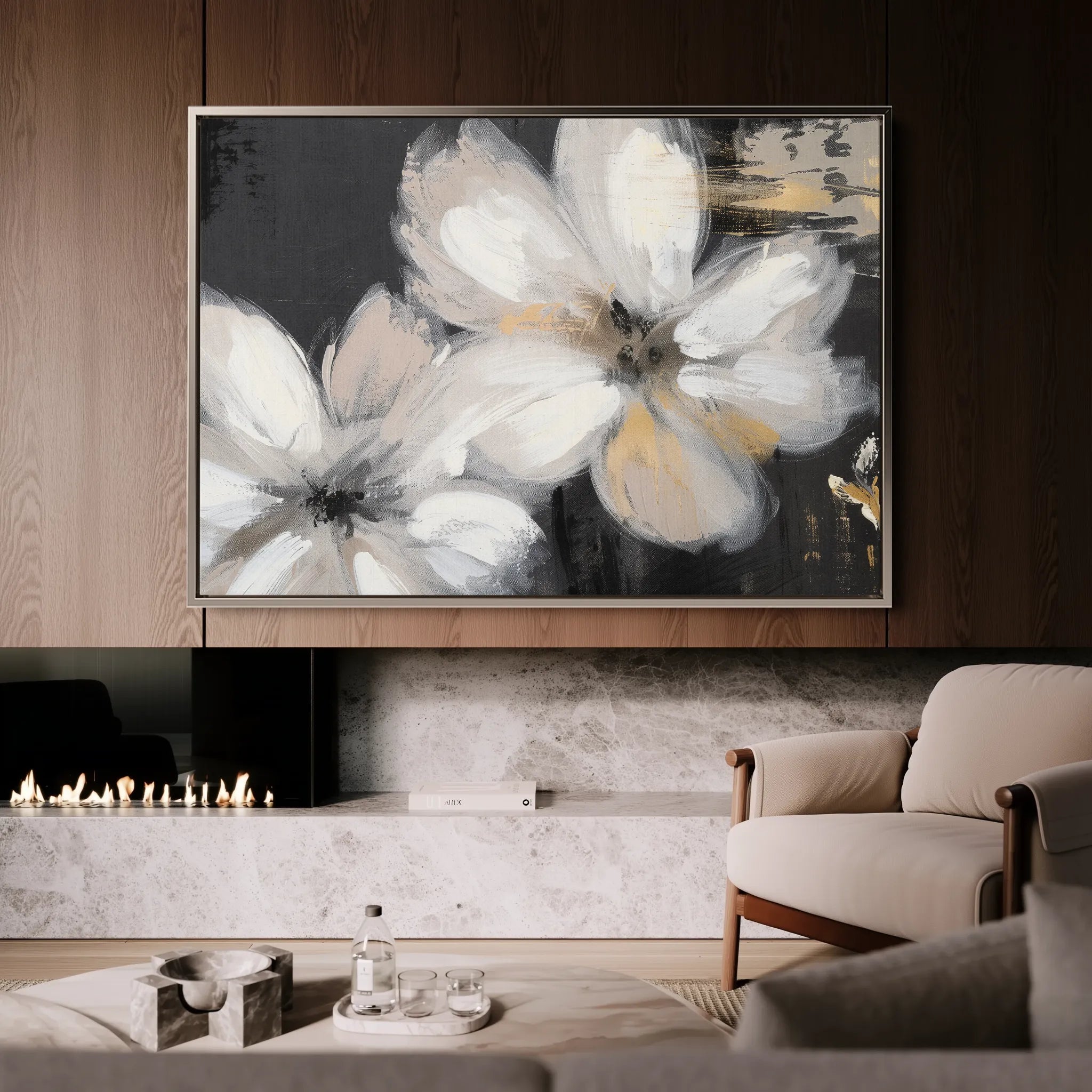 Floral 112 Canvas Art 18" x 24" / 45 x 60 cm / Black