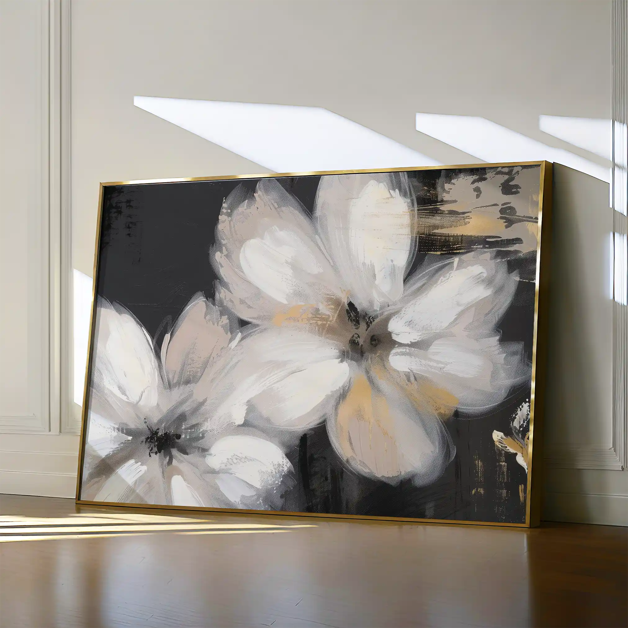 Floral 112 Canvas Art 18" x 24" / 45 x 60 cm / Black