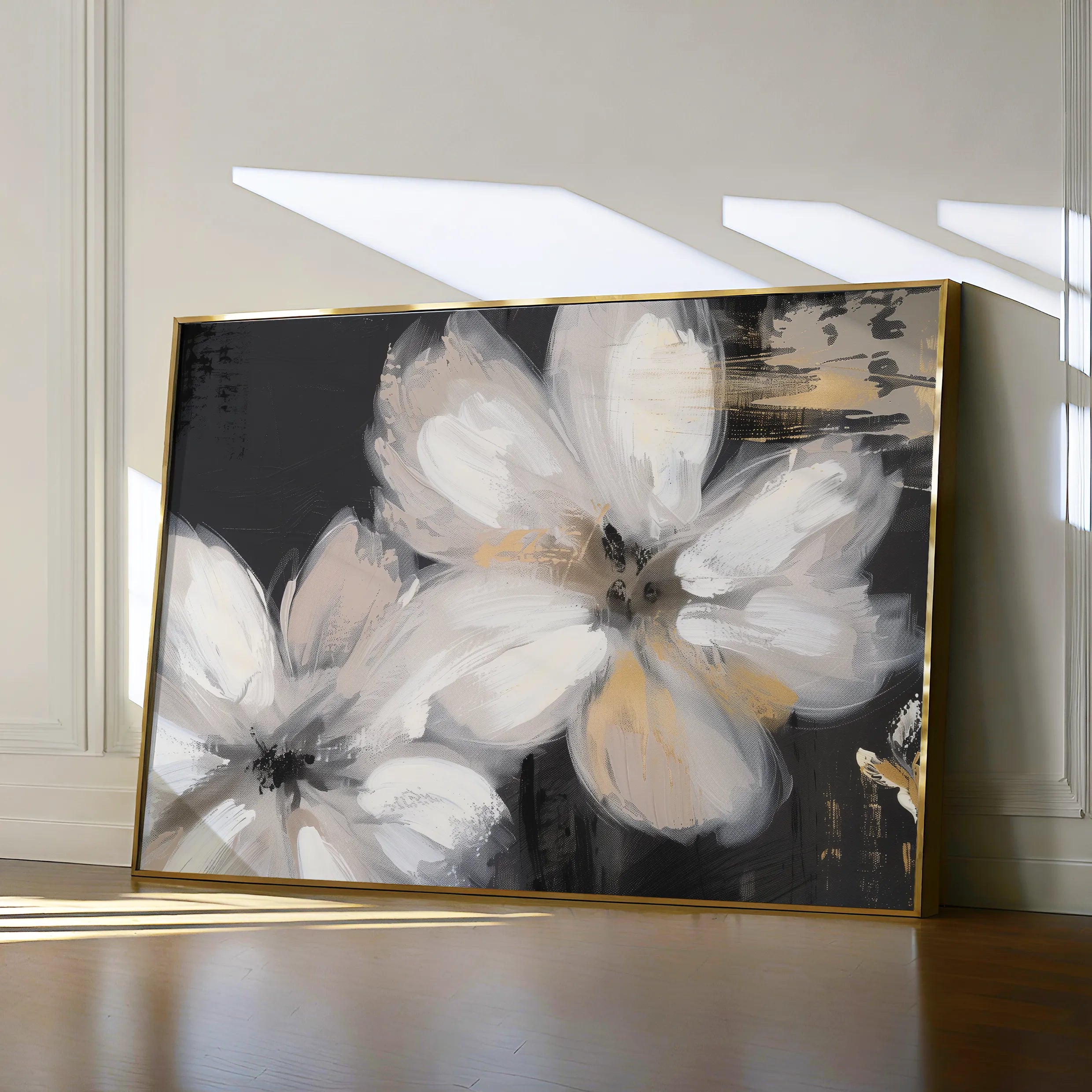 Floral 112 Canvas Art 18" x 24" / 45 x 60 cm / Black