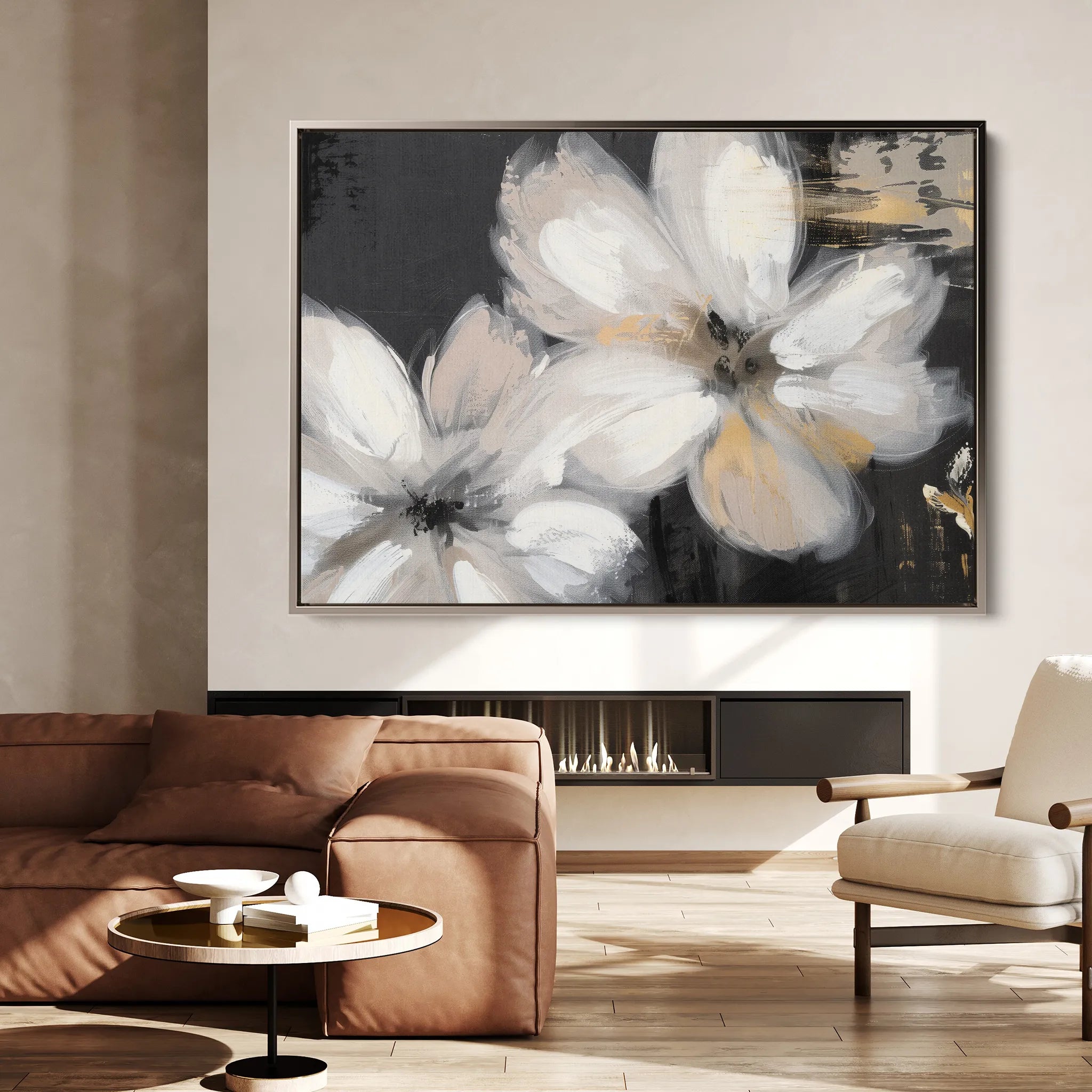 Floral 112 Canvas Art 18" x 24" / 45 x 60 cm / Black