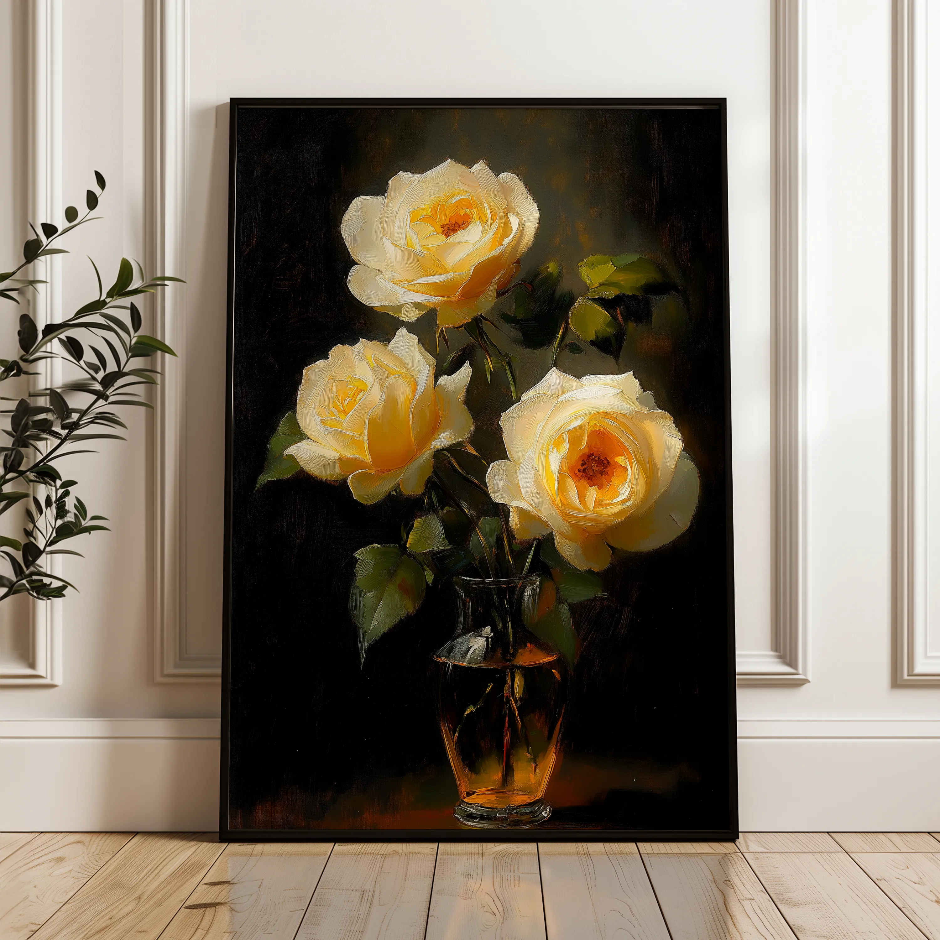 Floral 1120 Canvas Art 18" x 24" / 45 x 60 cm / Black