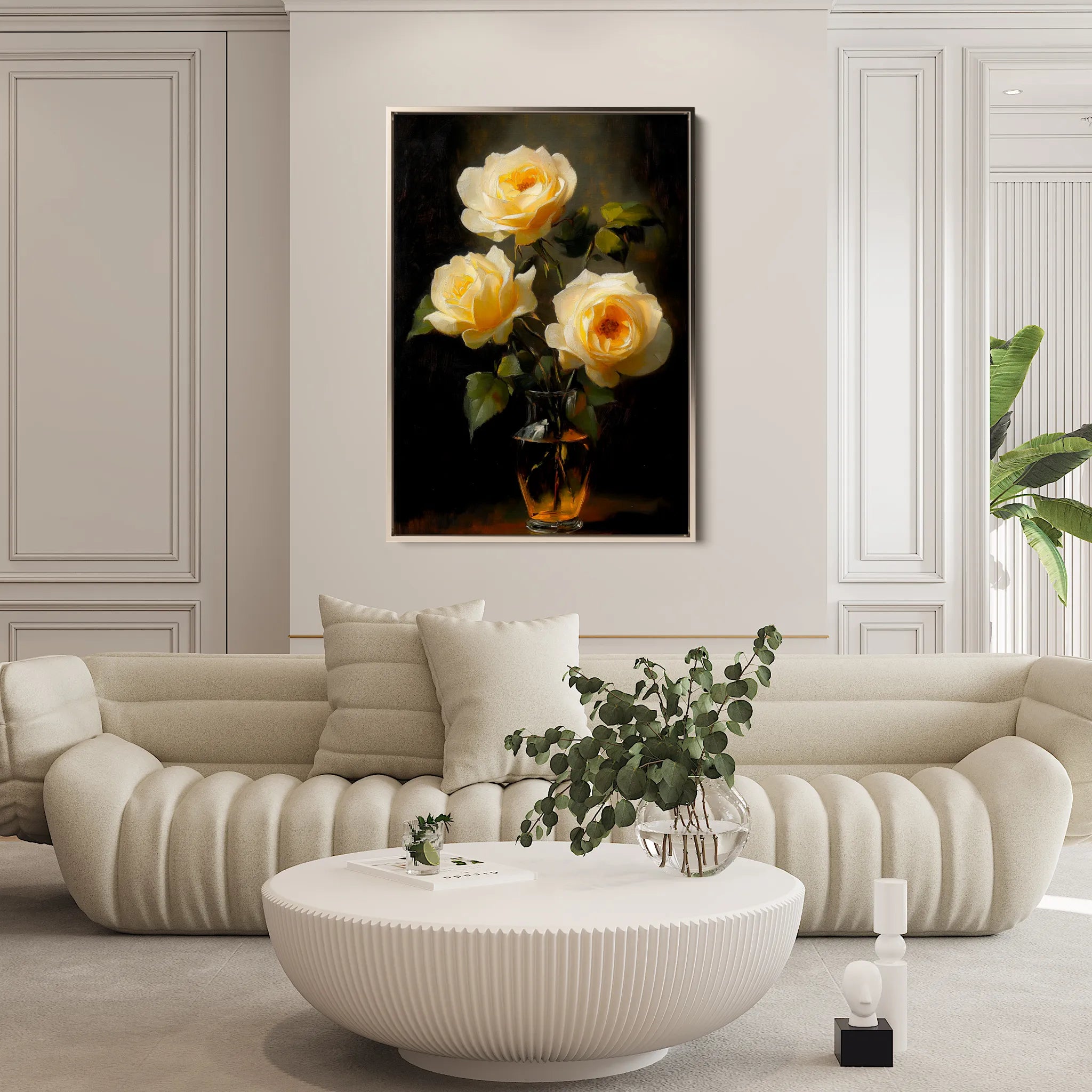 Floral 1120 Canvas Art 18" x 24" / 45 x 60 cm / Black