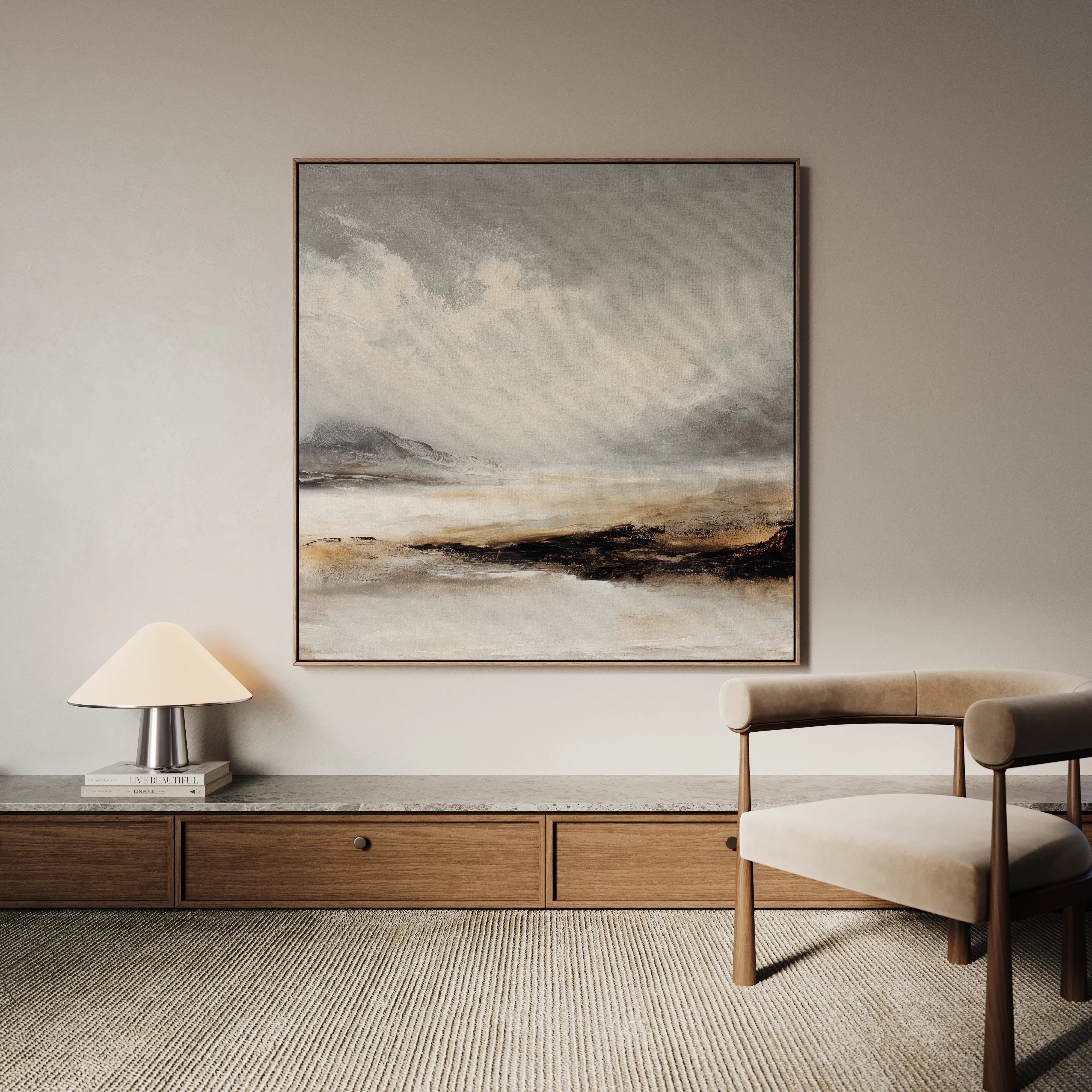 Abstract 1122 Canvas Art 16" x 16" / 40 x 40 cm / Black