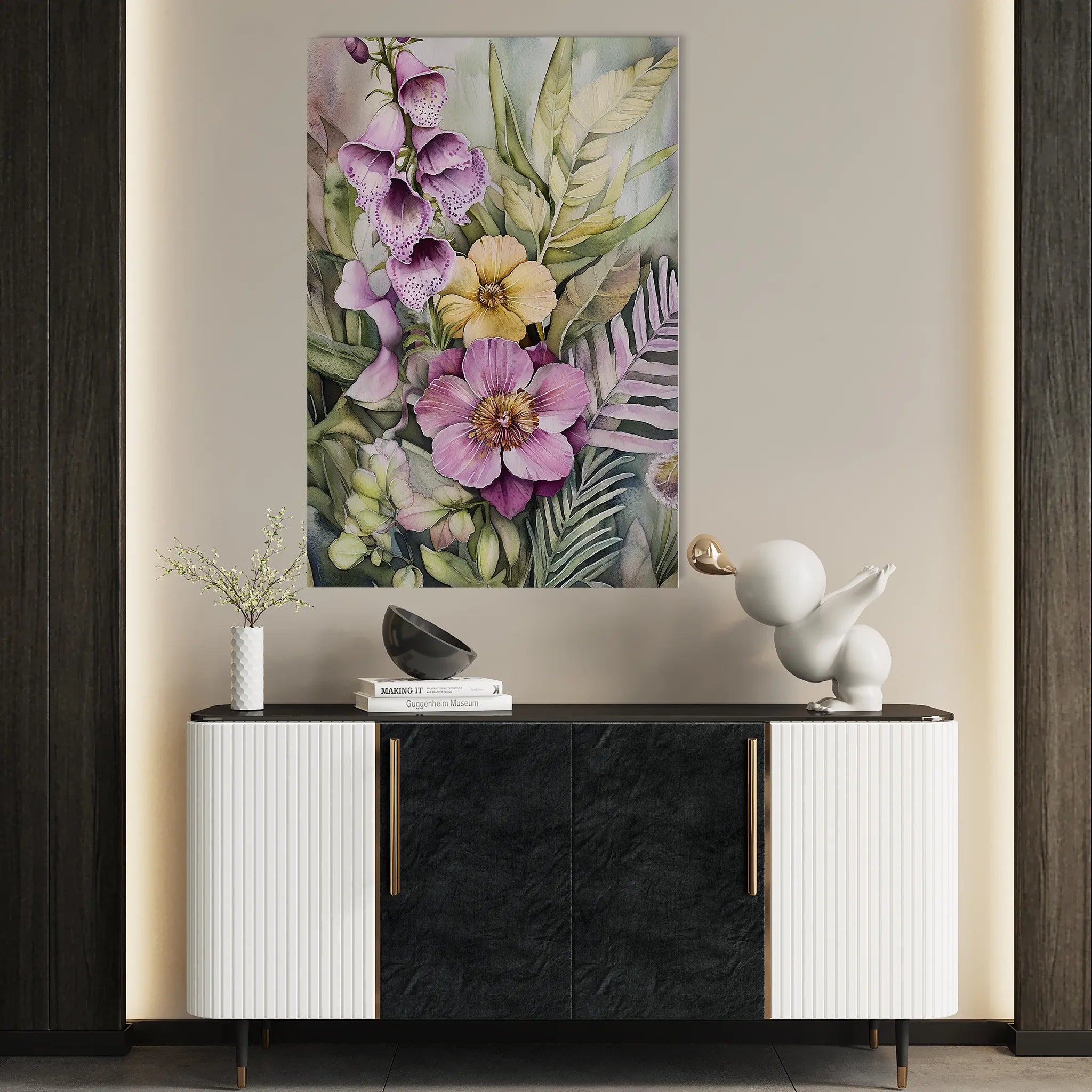Floral 1122 Canvas Art 18" x 24" / 45 x 60 cm / Black