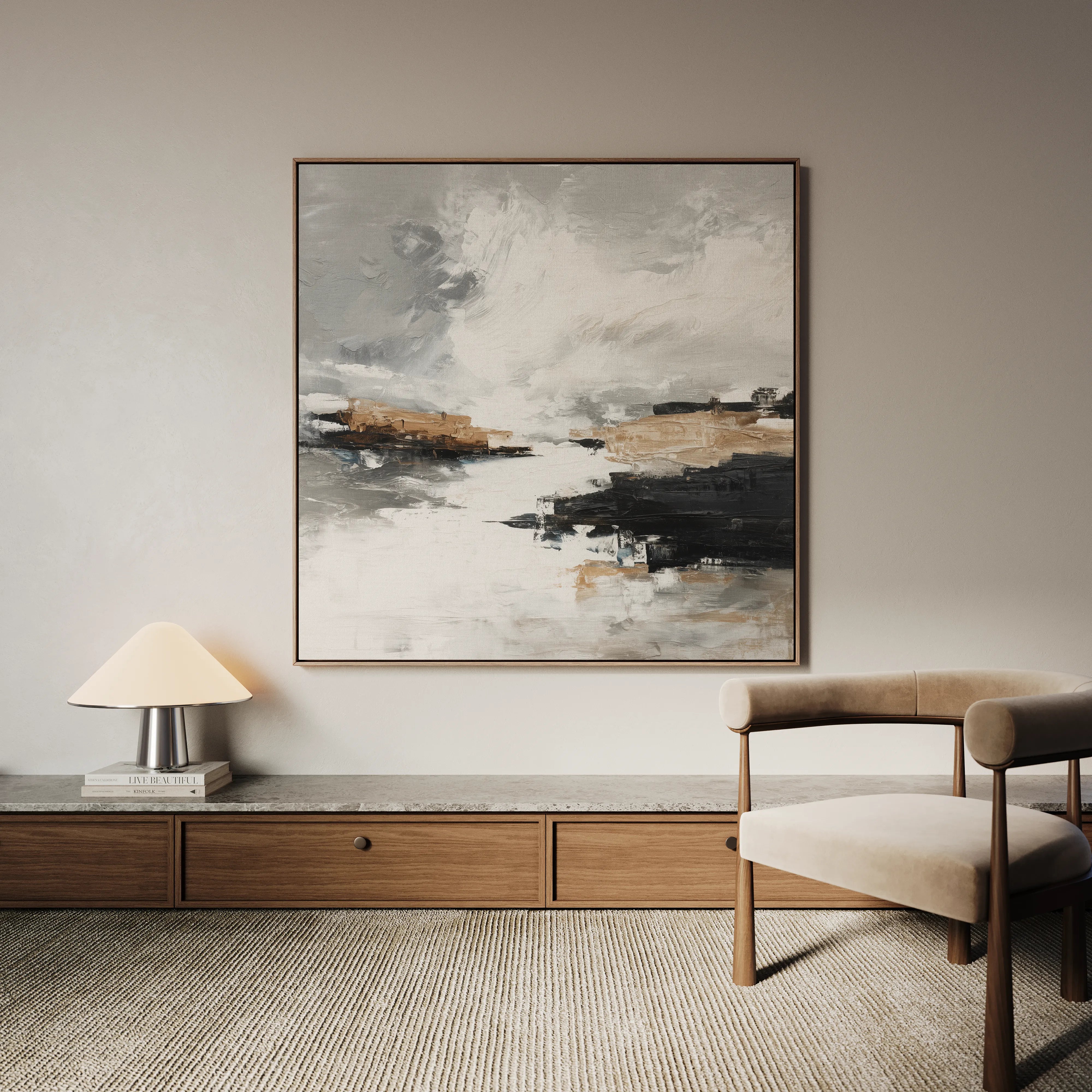 Abstract 1123 Canvas Art 16" x 16" / 40 x 40 cm / Black