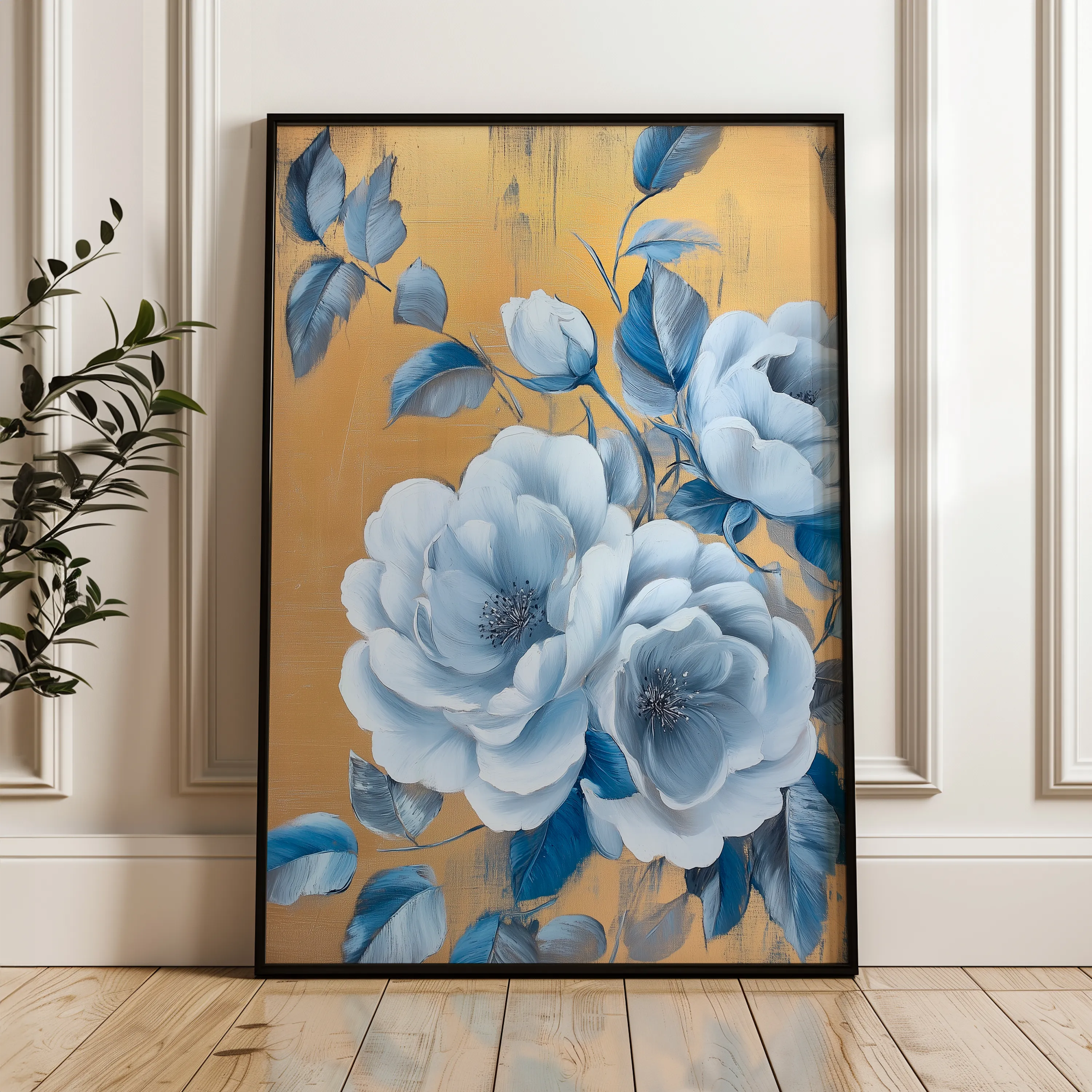 Floral 1123 Canvas Art 18" x 24" / 45 x 60 cm / Black