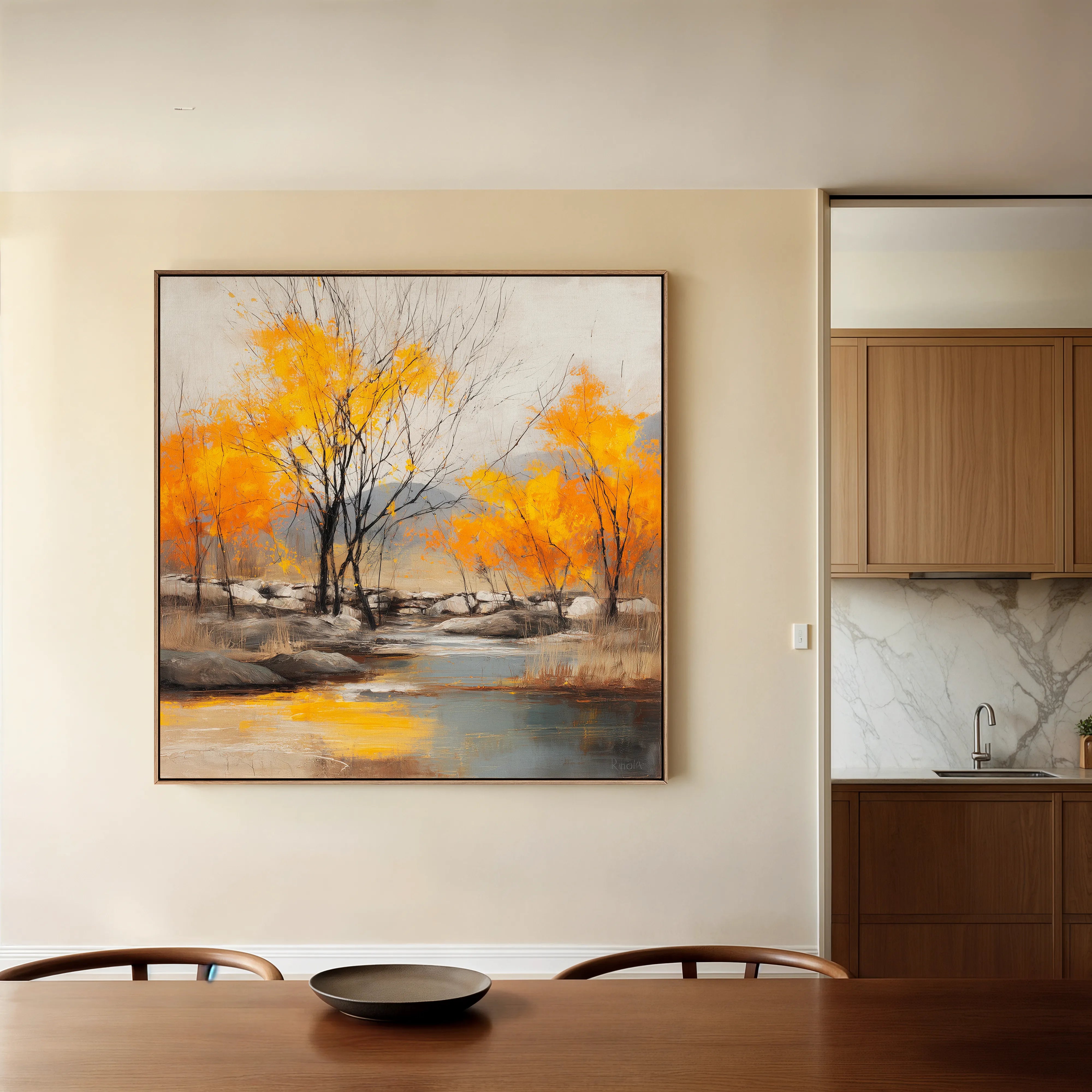 Abstract 1124 Canvas Art 16" x 16" / 40 x 40 cm / Black
