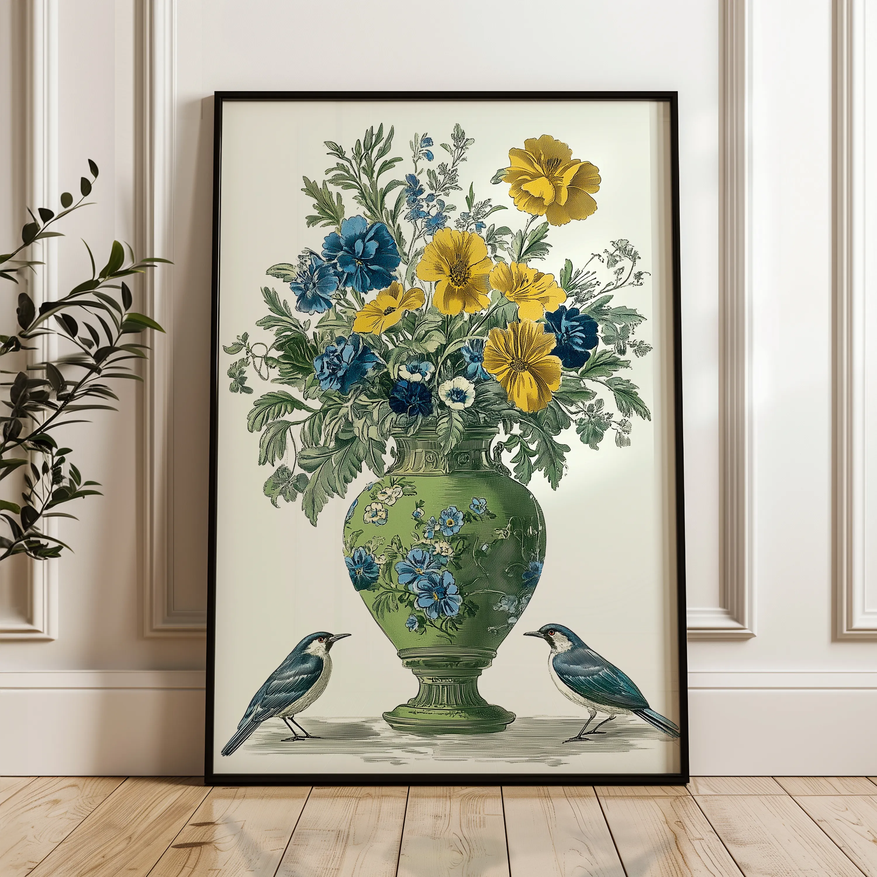 Floral 1124 Canvas Art 18" x 24" / 45 x 60 cm / Black