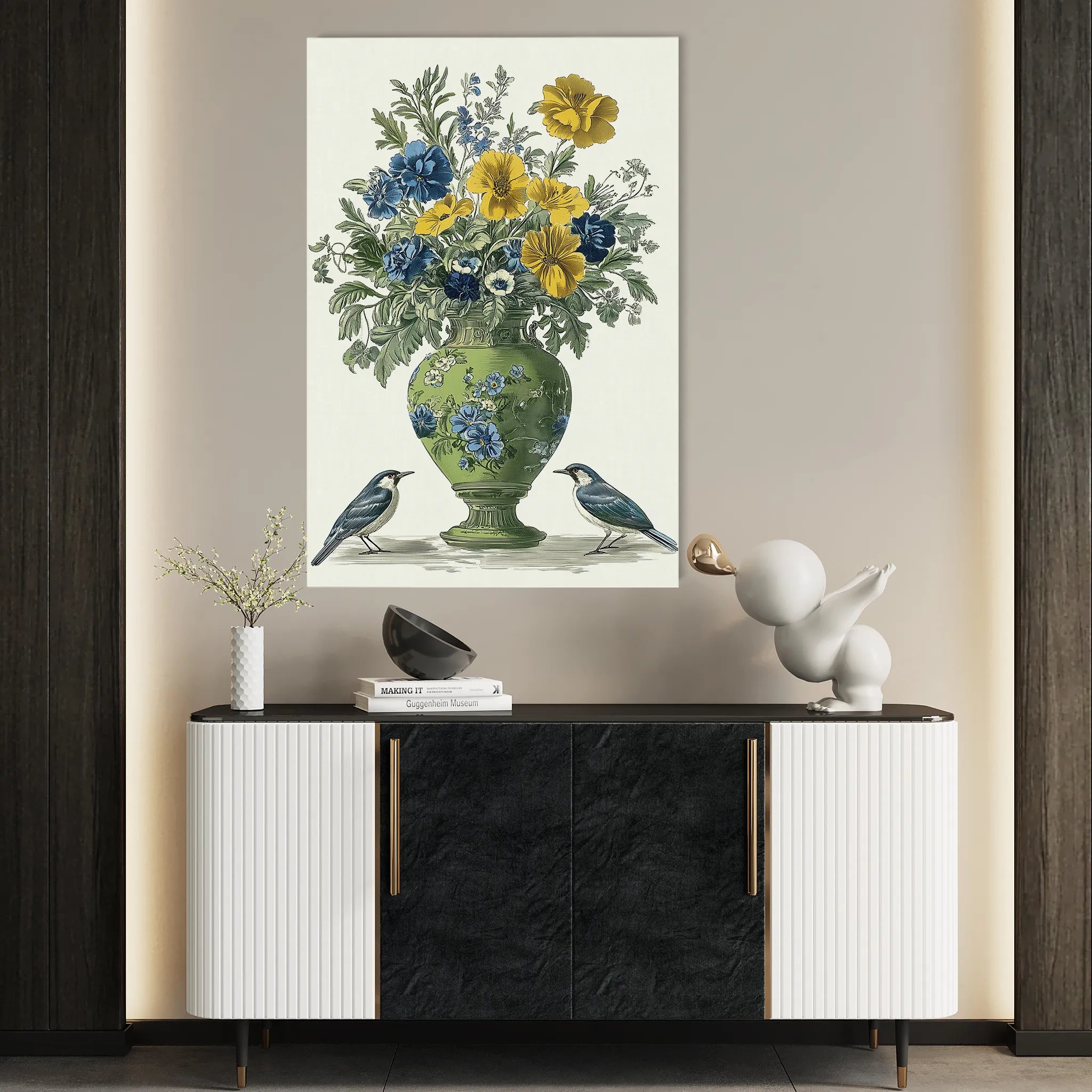Floral 1124 Canvas Art 18" x 24" / 45 x 60 cm / Black