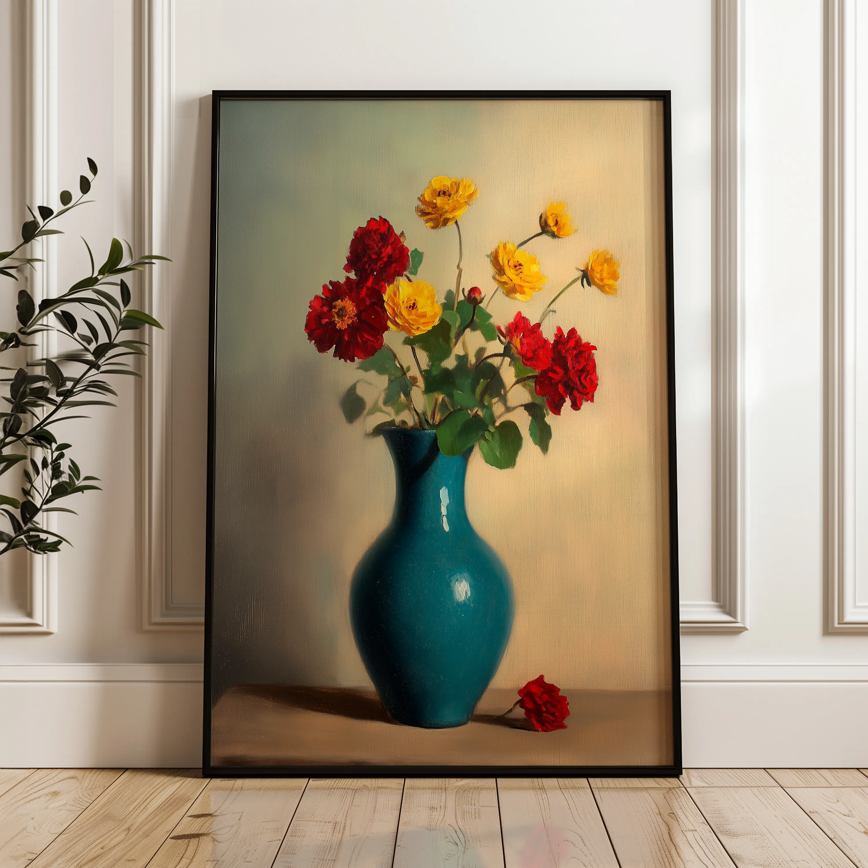 Floral 1125 Canvas Art 18" x 24" / 45 x 60 cm / Black