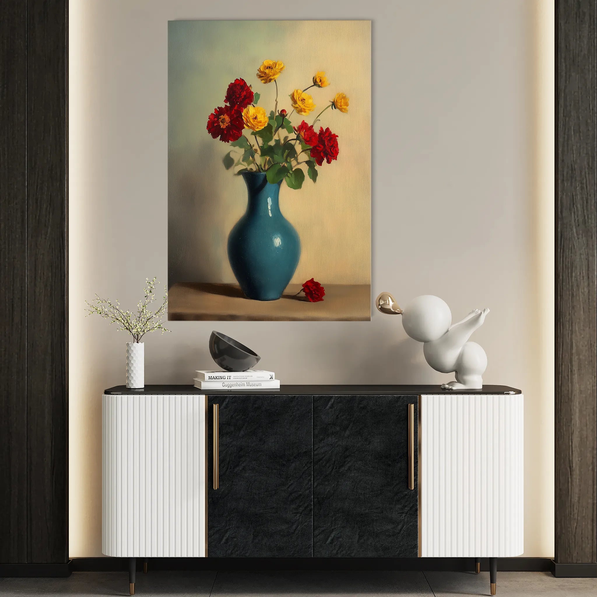 Floral 1125 Canvas Art 18" x 24" / 45 x 60 cm / Black