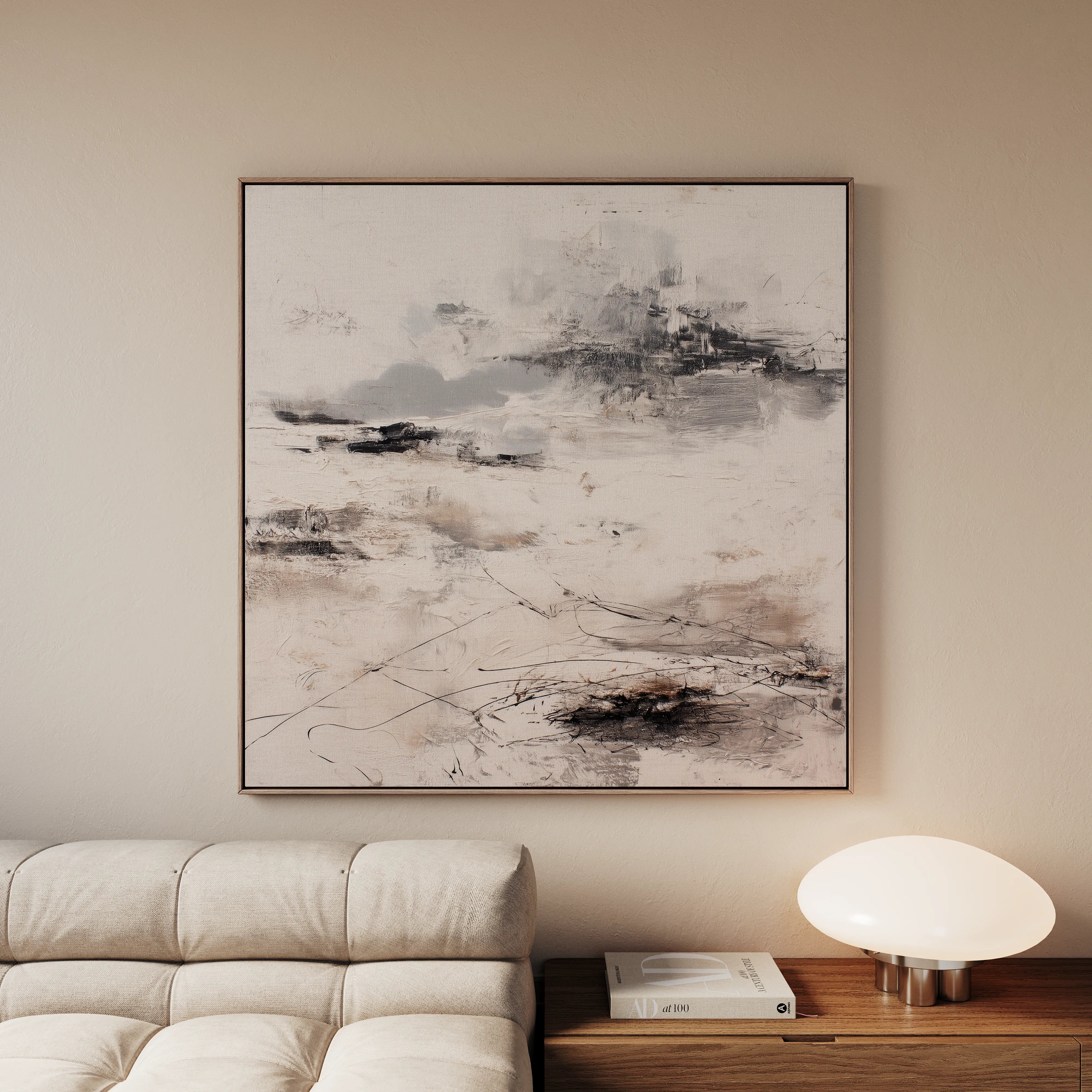 Abstract 1126 Canvas Art 16" x 16" / 40 x 40 cm / Black