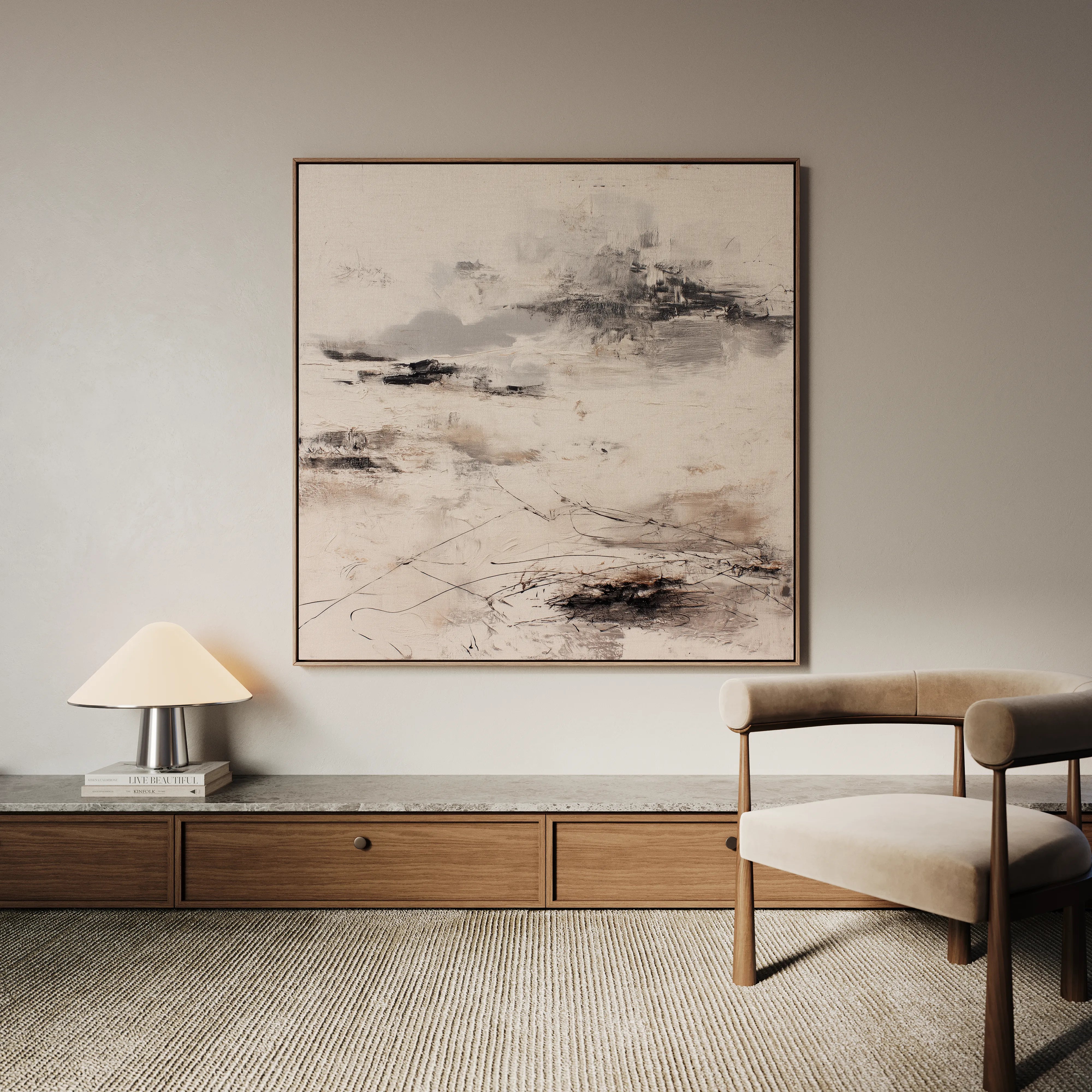 Abstract 1126 Canvas Art 16" x 16" / 40 x 40 cm / Black